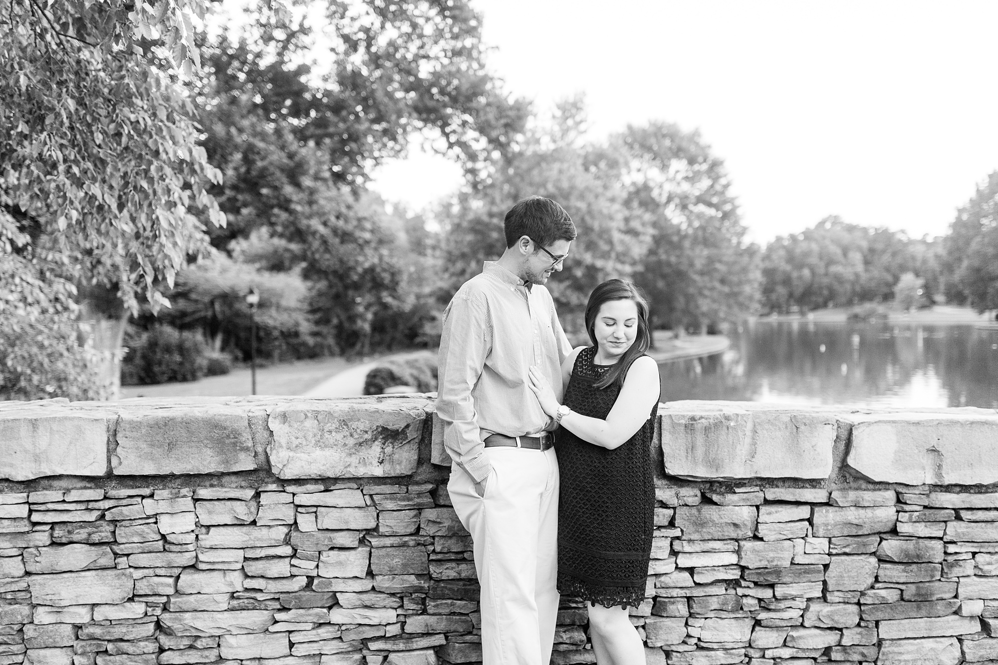 bride looks over shoulder during Freedom Park engagement photos
