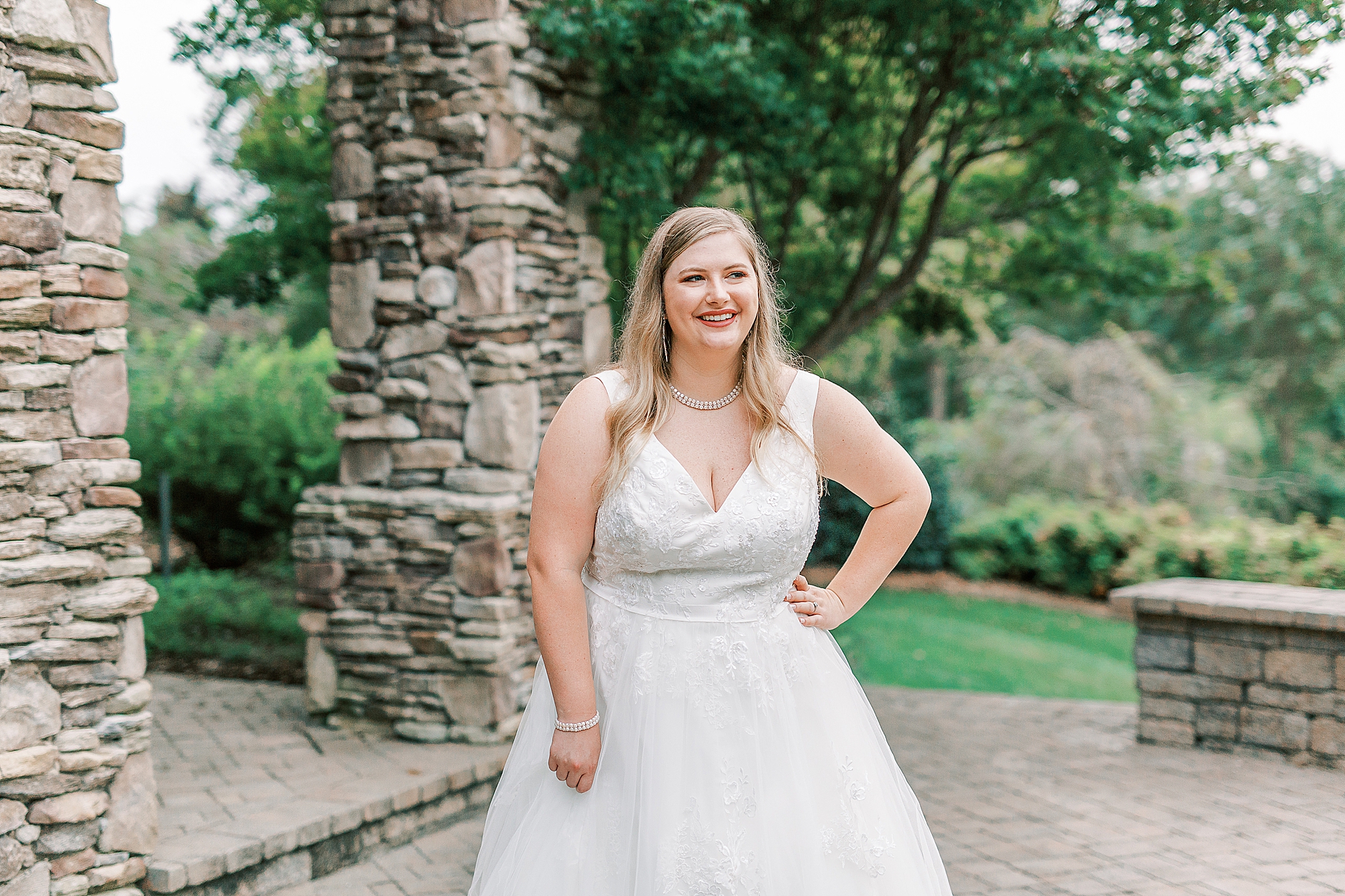bride laughs during NC bridal session
