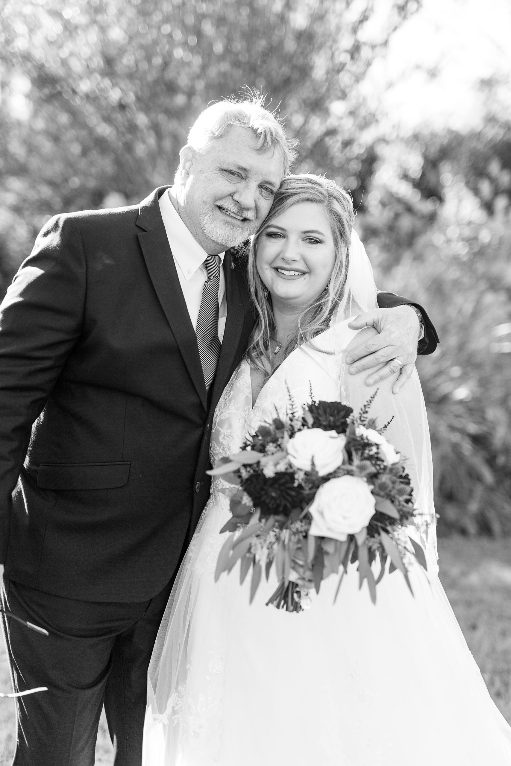 first look with dad and bride at Arbors Events