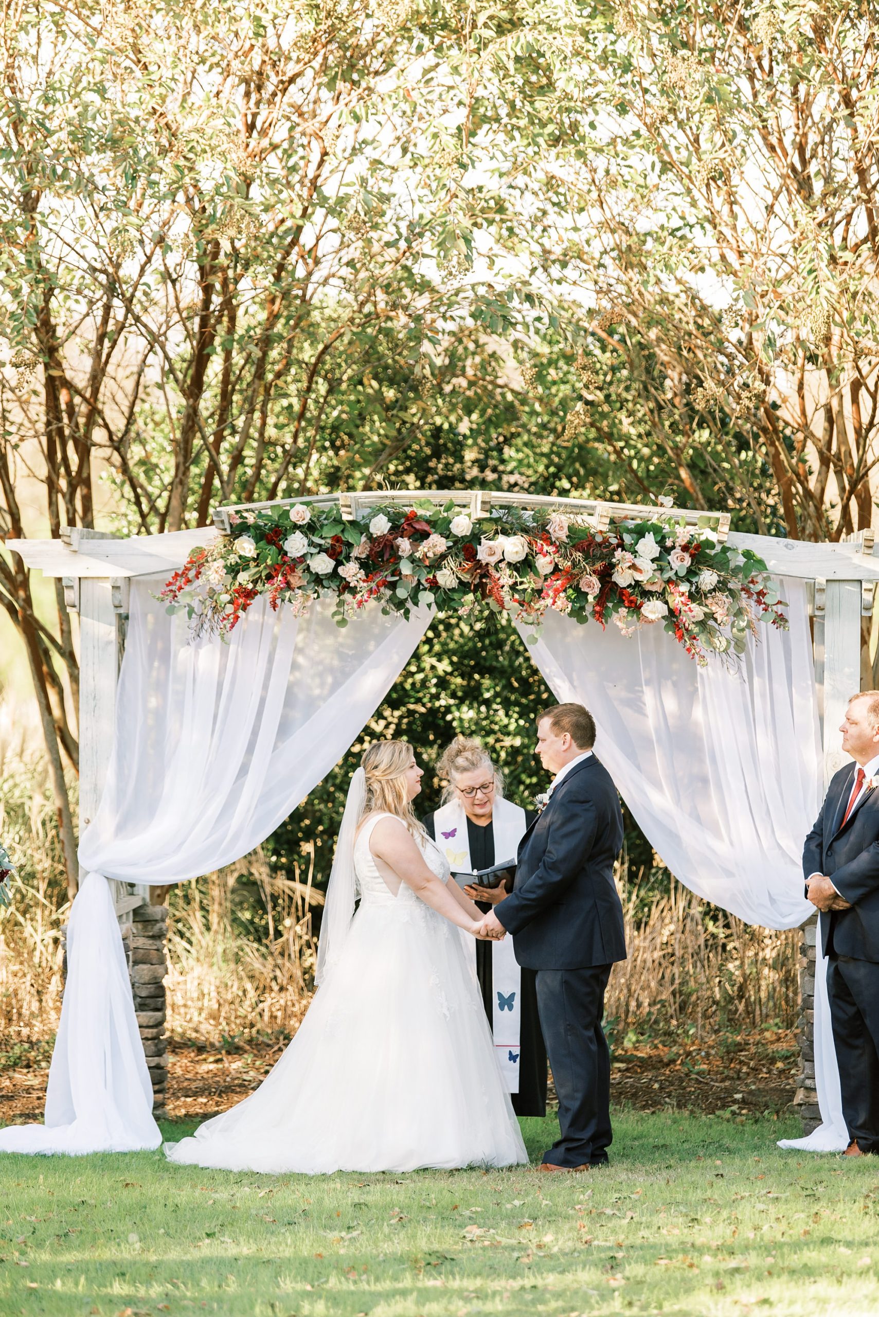 bride and groom exchange vows