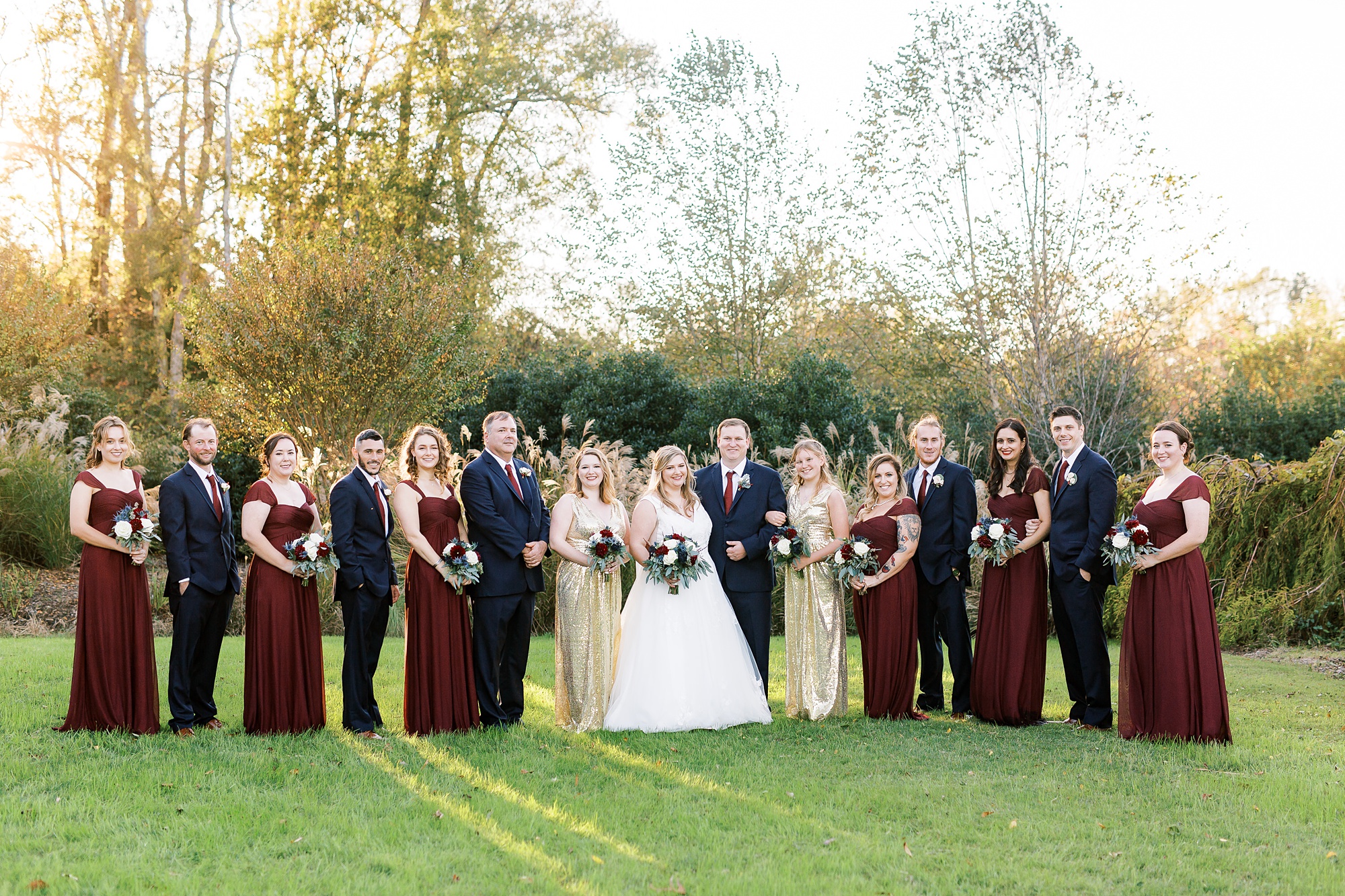 portraits of wedding party at Arbors Events