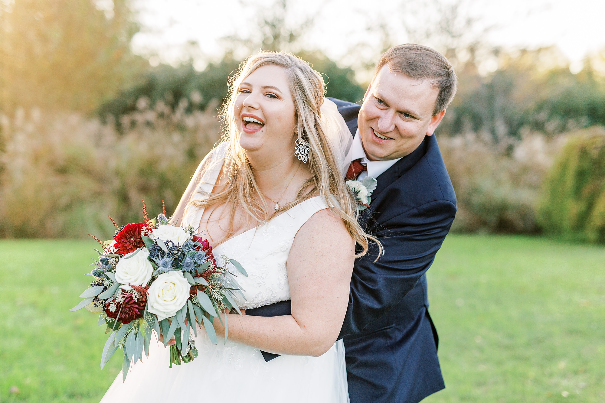 bride and groom sway together during photos at the Arbors Events