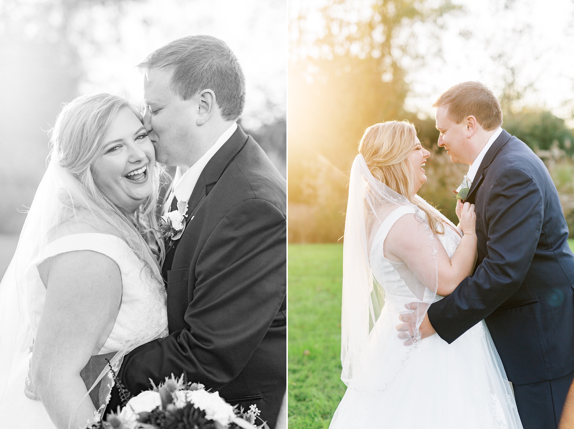 bride and groom laugh at the Arbors Events