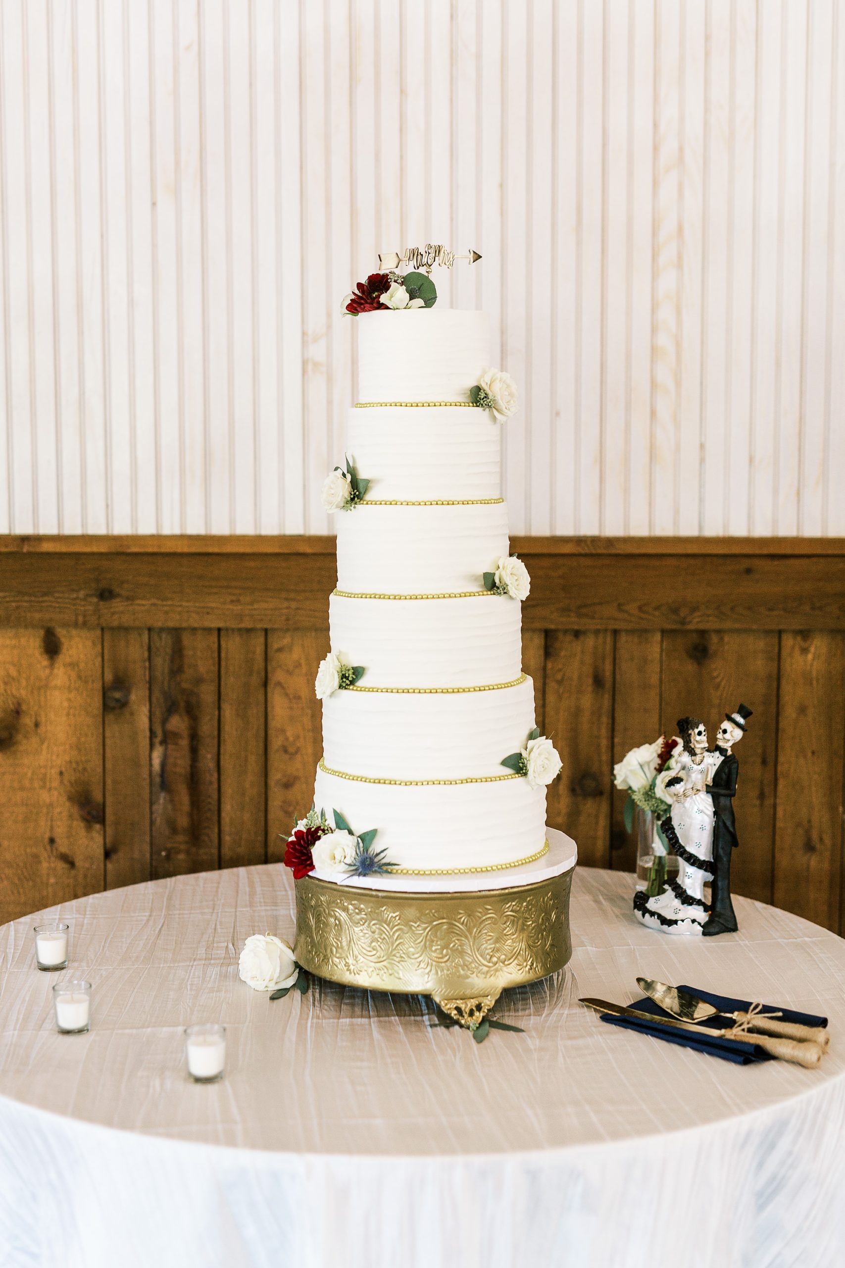 tiered wedding cake for the Arbors Events wedding