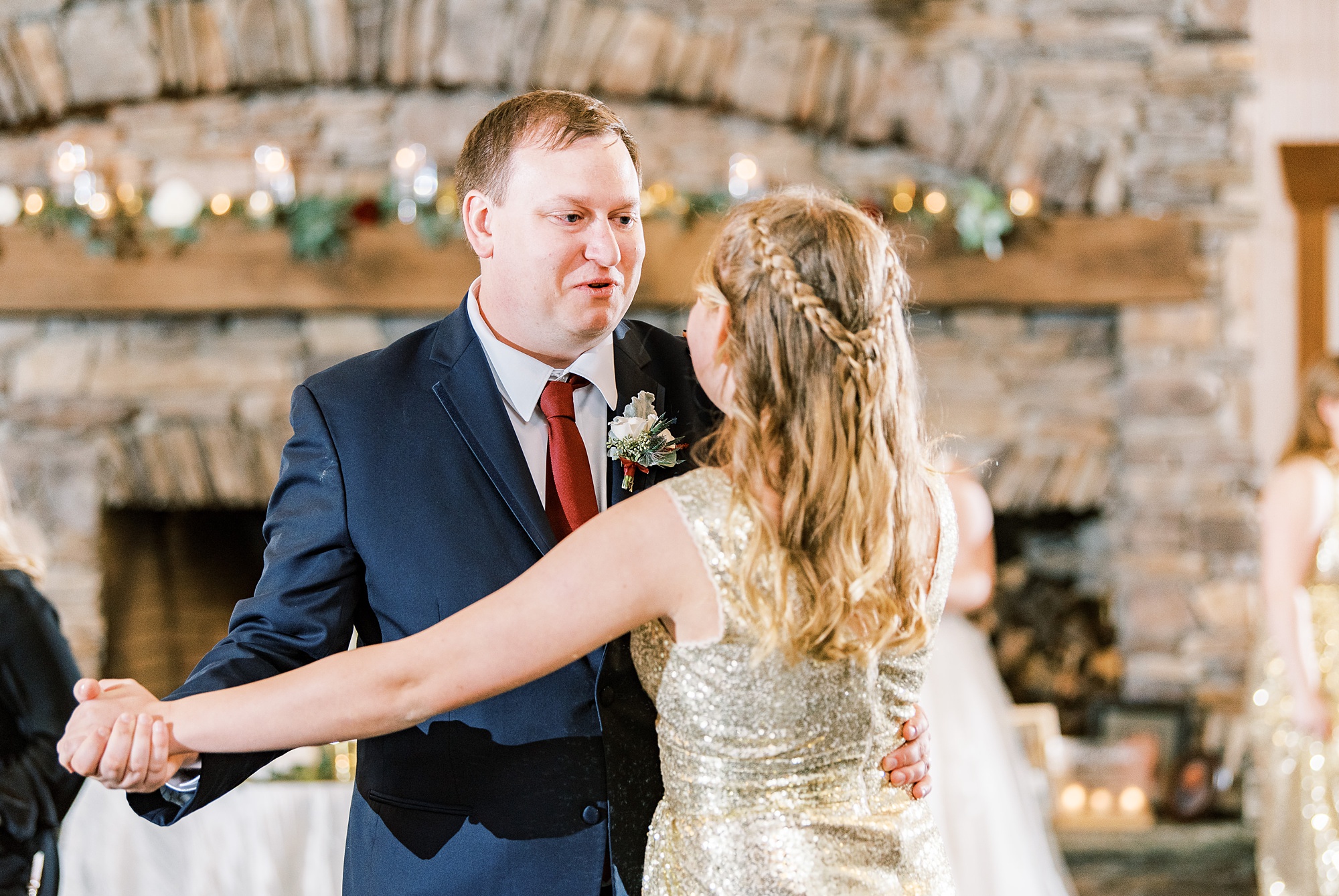 groom dances with daughter during NC wedding reception