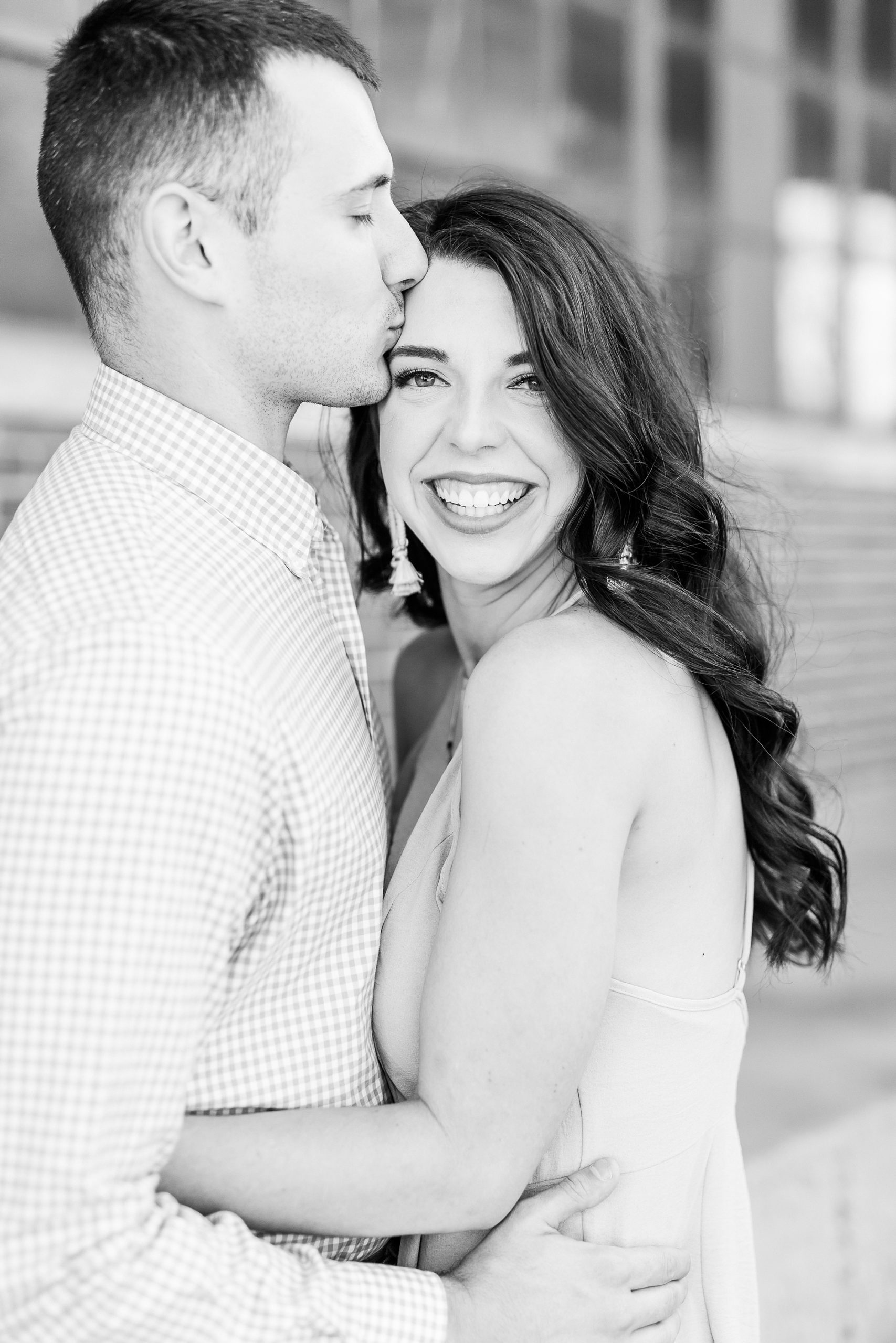 bride and groom hug during NC engagement photos