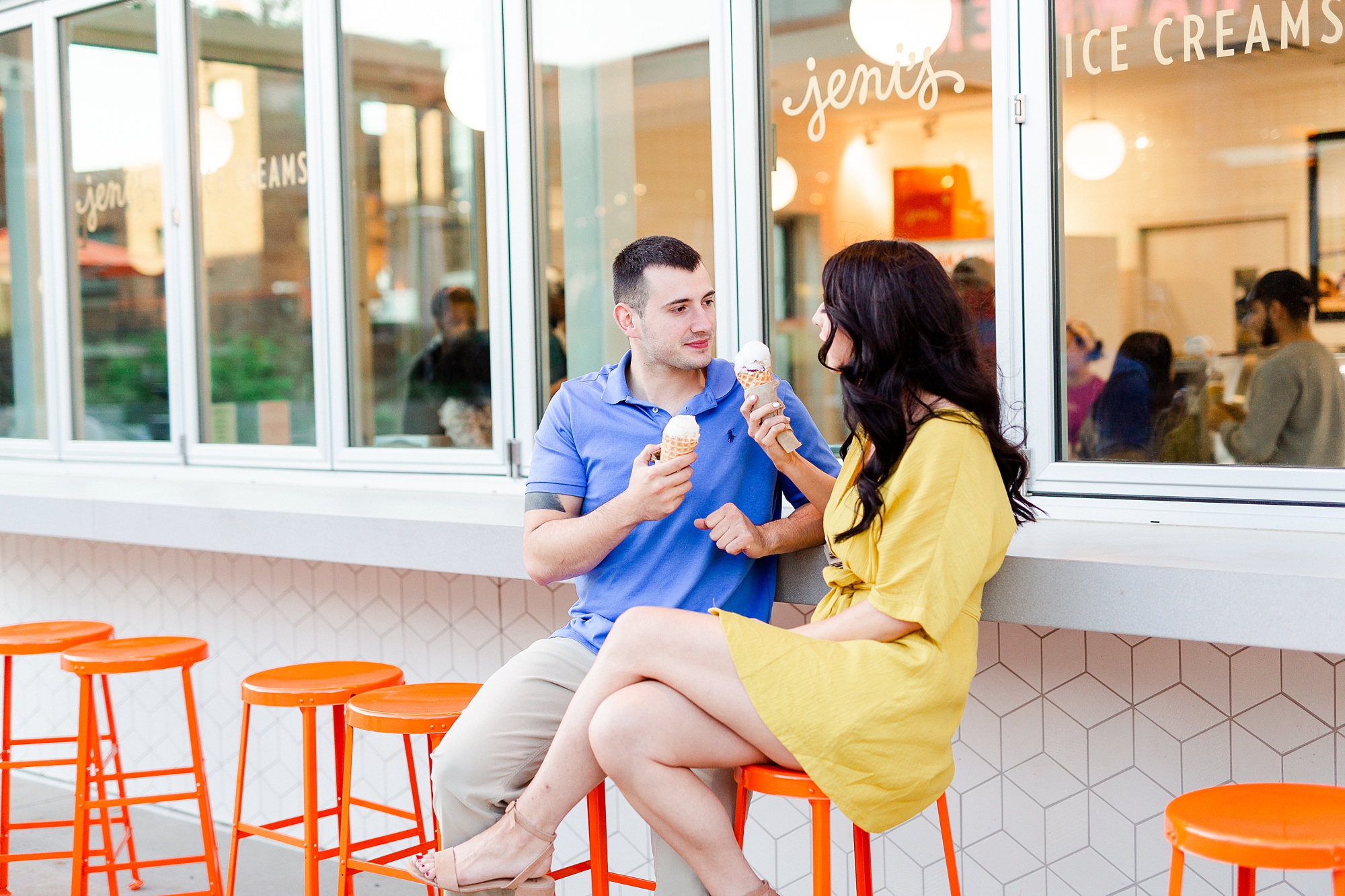 Jeni's Ice Creams engagement photos in Charlotte NC
