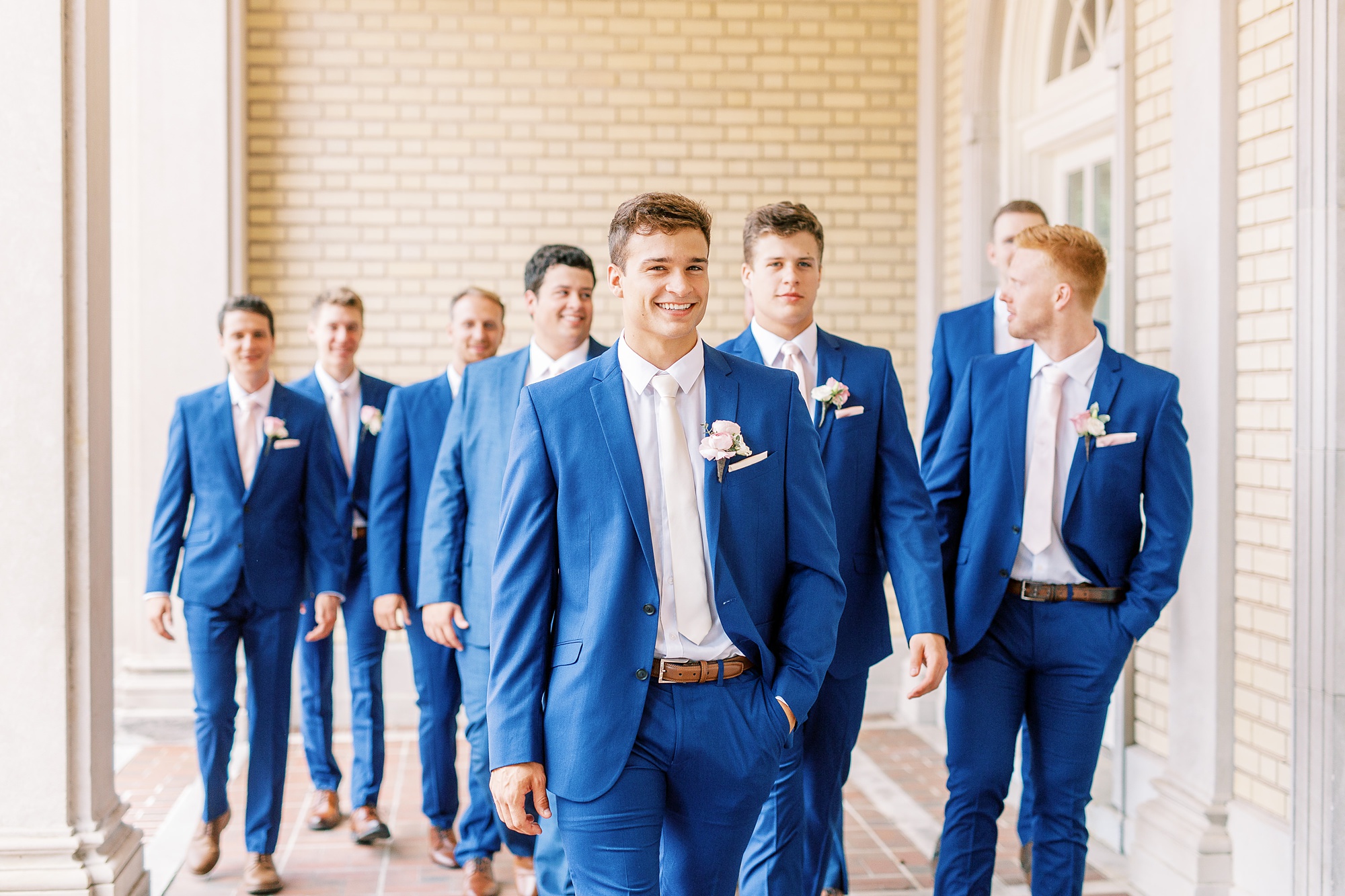 Classic wedding day with pink and navy details at Separk Mansion and downtown Charlotte