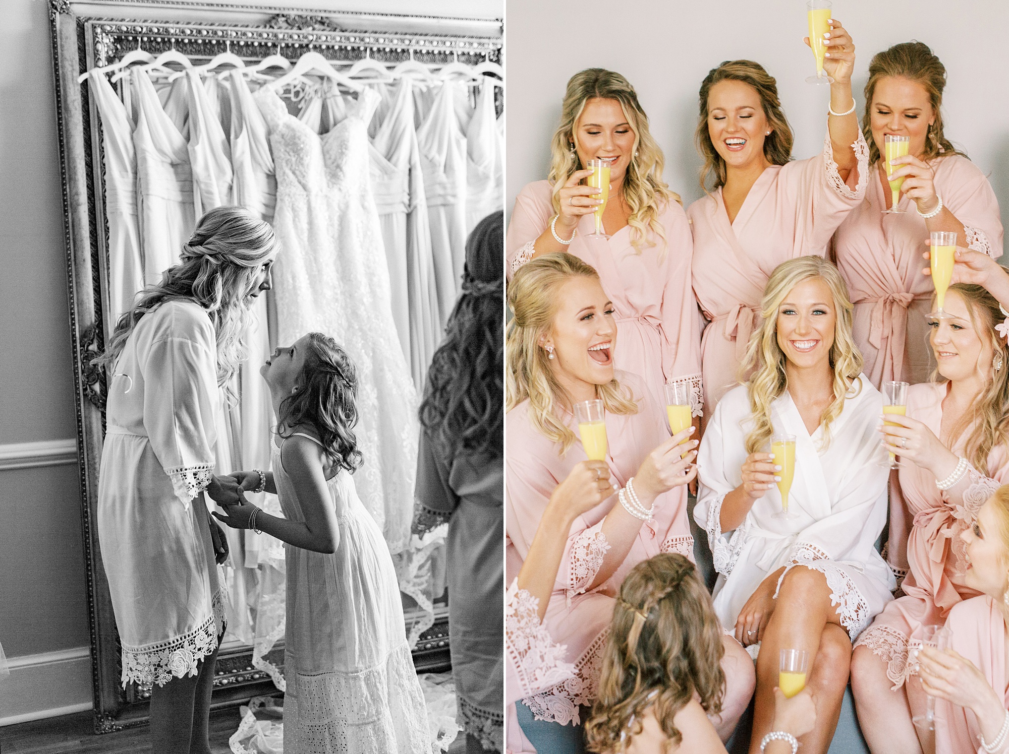 Classic wedding day with pink and navy details at Separk Mansion and downtown Charlotte
