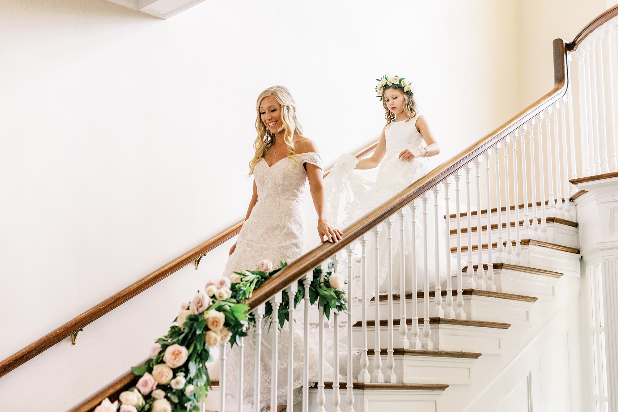 Classic wedding day with pink and navy details at Separk Mansion and downtown Charlotte