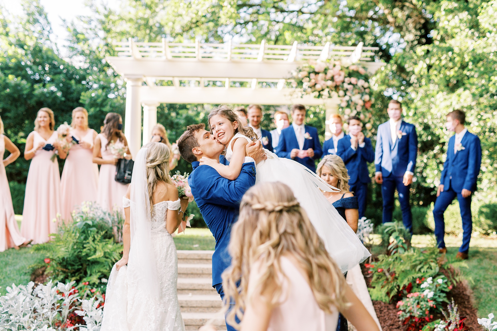 Classic wedding day with pink and navy details at Separk Mansion and downtown Charlotte