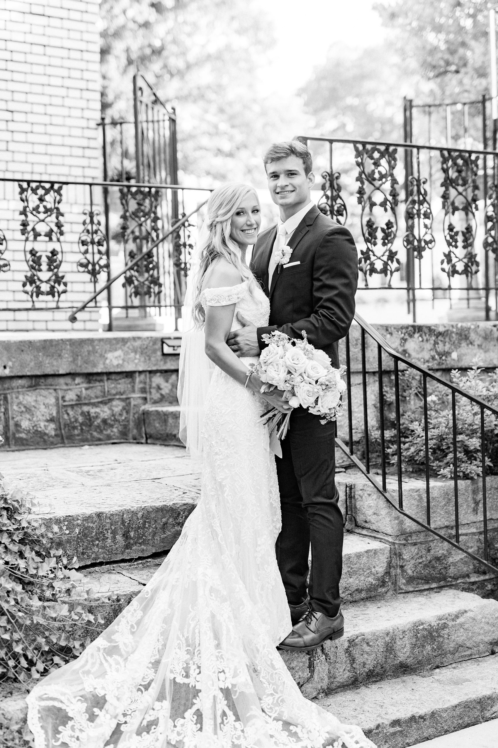 Classic wedding day with pink and navy details at Separk Mansion and downtown Charlotte
