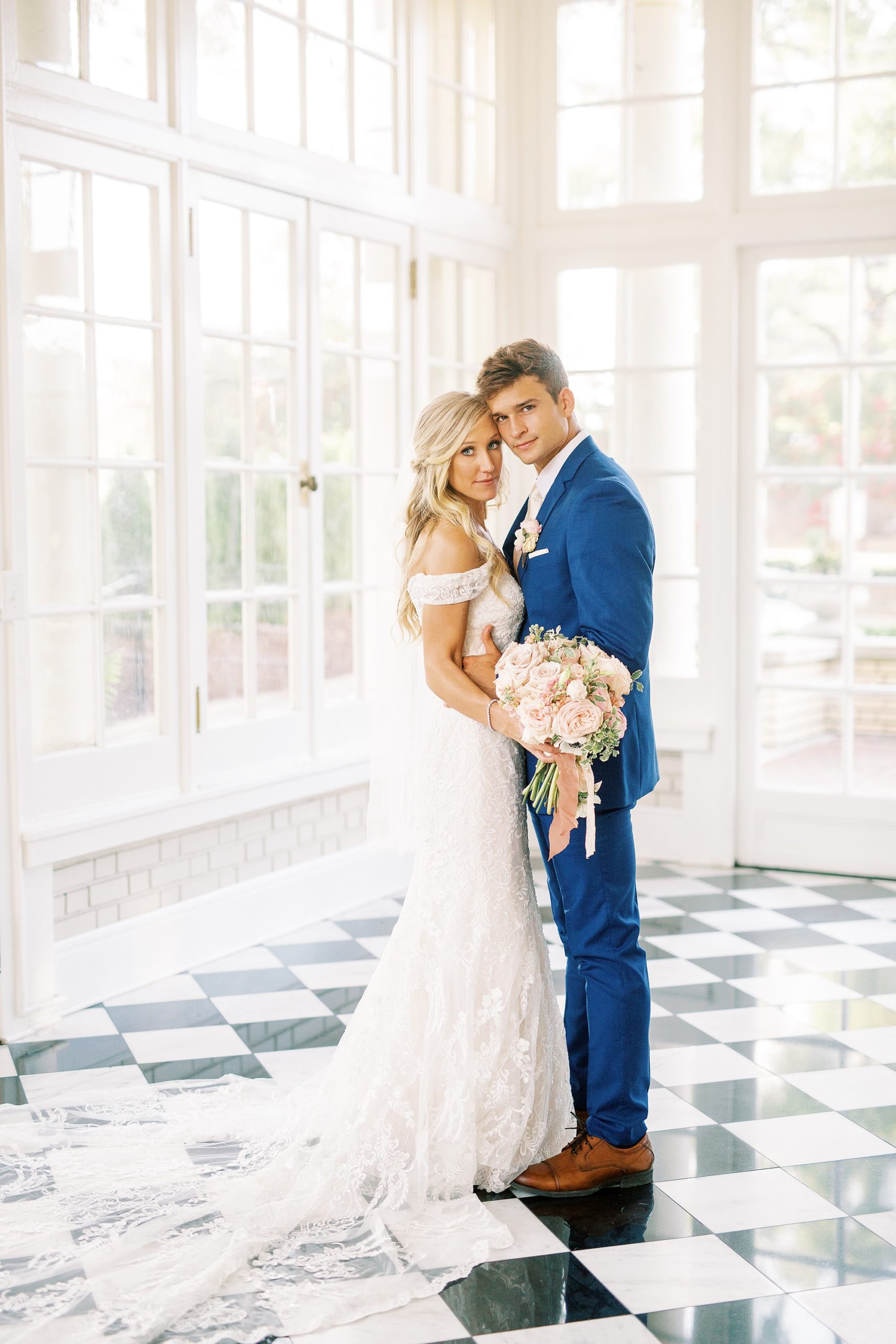 Classic wedding day with pink and navy details at Separk Mansion and downtown Charlotte