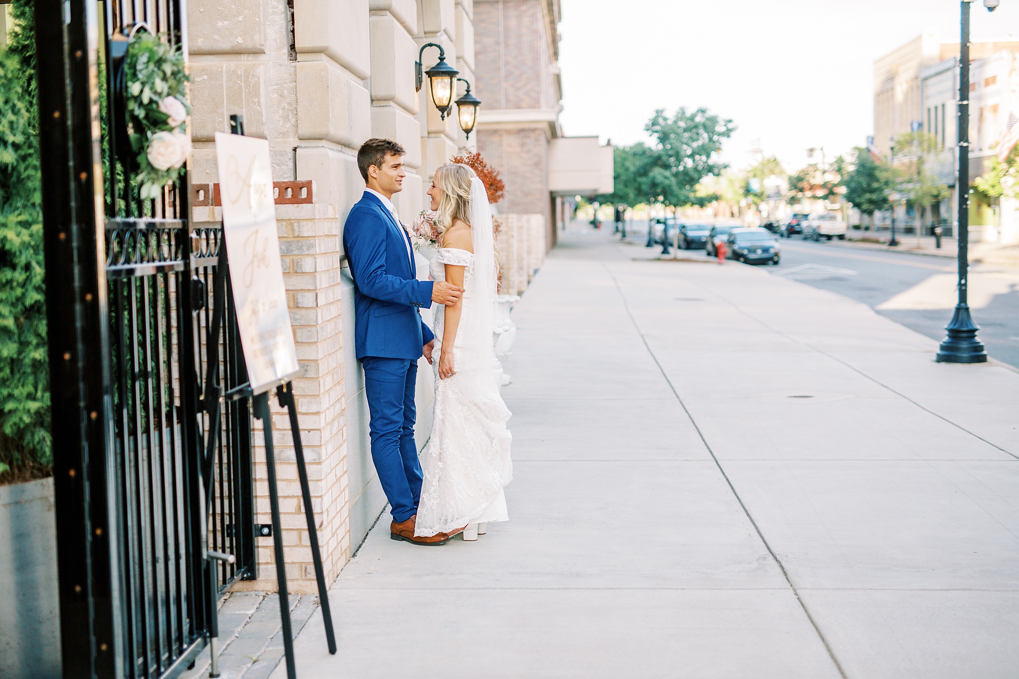 Classic wedding day with pink and navy details at Separk Mansion and downtown Charlotte