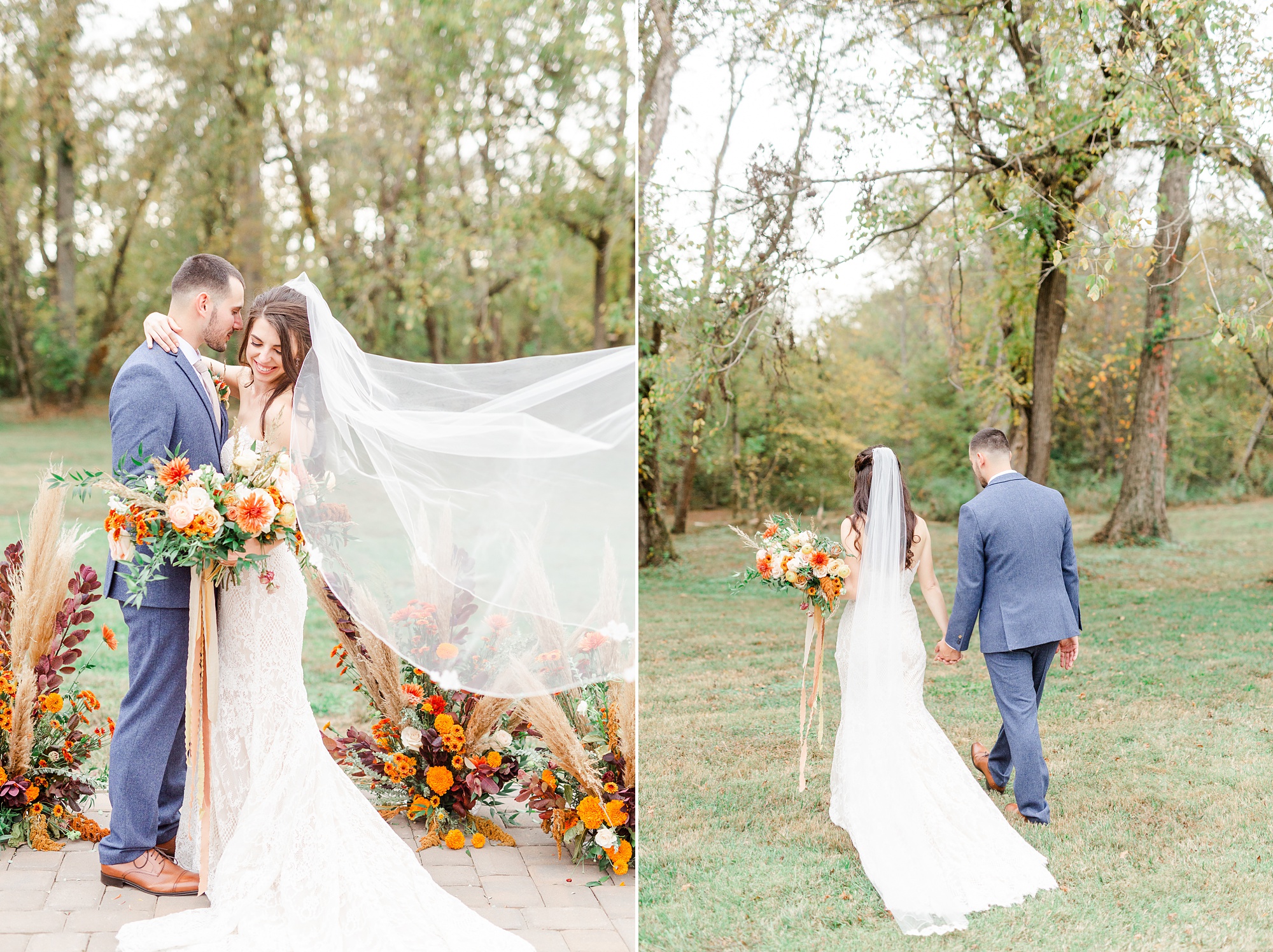 romantic fall wedding portraits in Maiden NC
