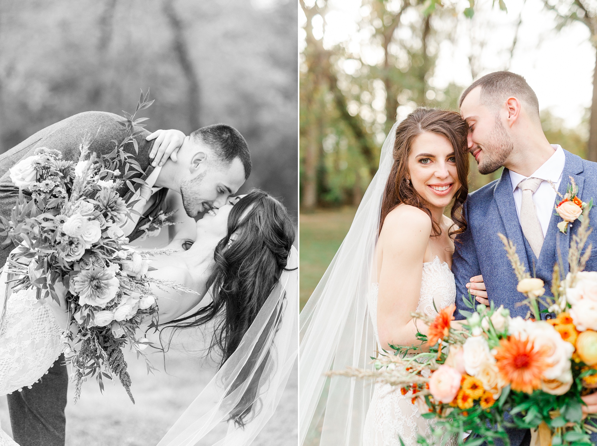 groom nuzzles bride's head during wedding portraits at Providence Cotton Mill