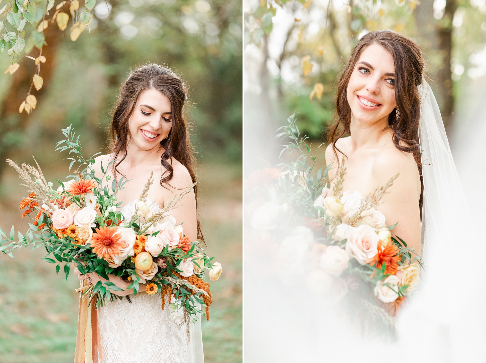 fall wedding portraits of bride