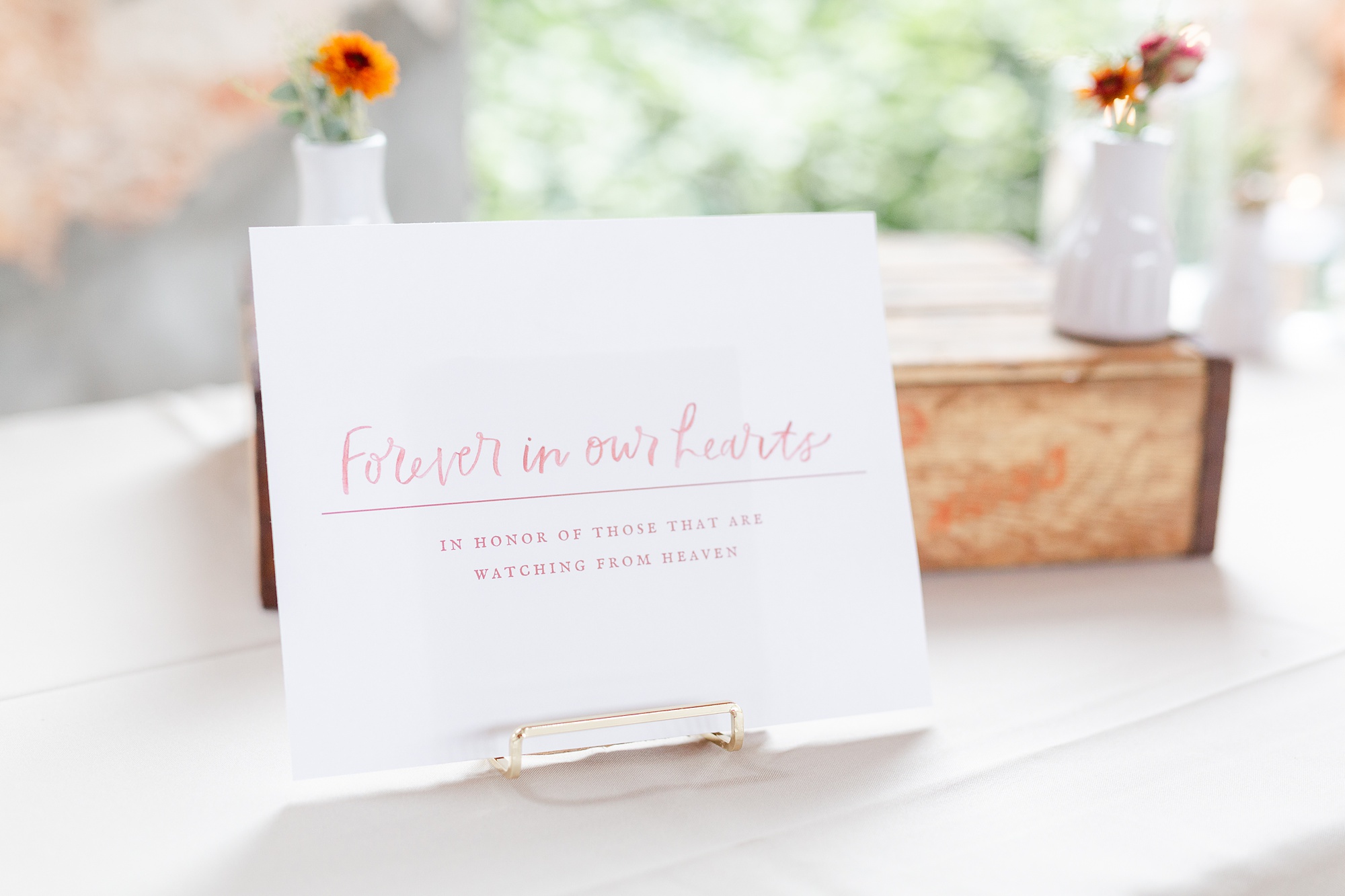 memory table for guests at Providence Cotton Mill wedding reception