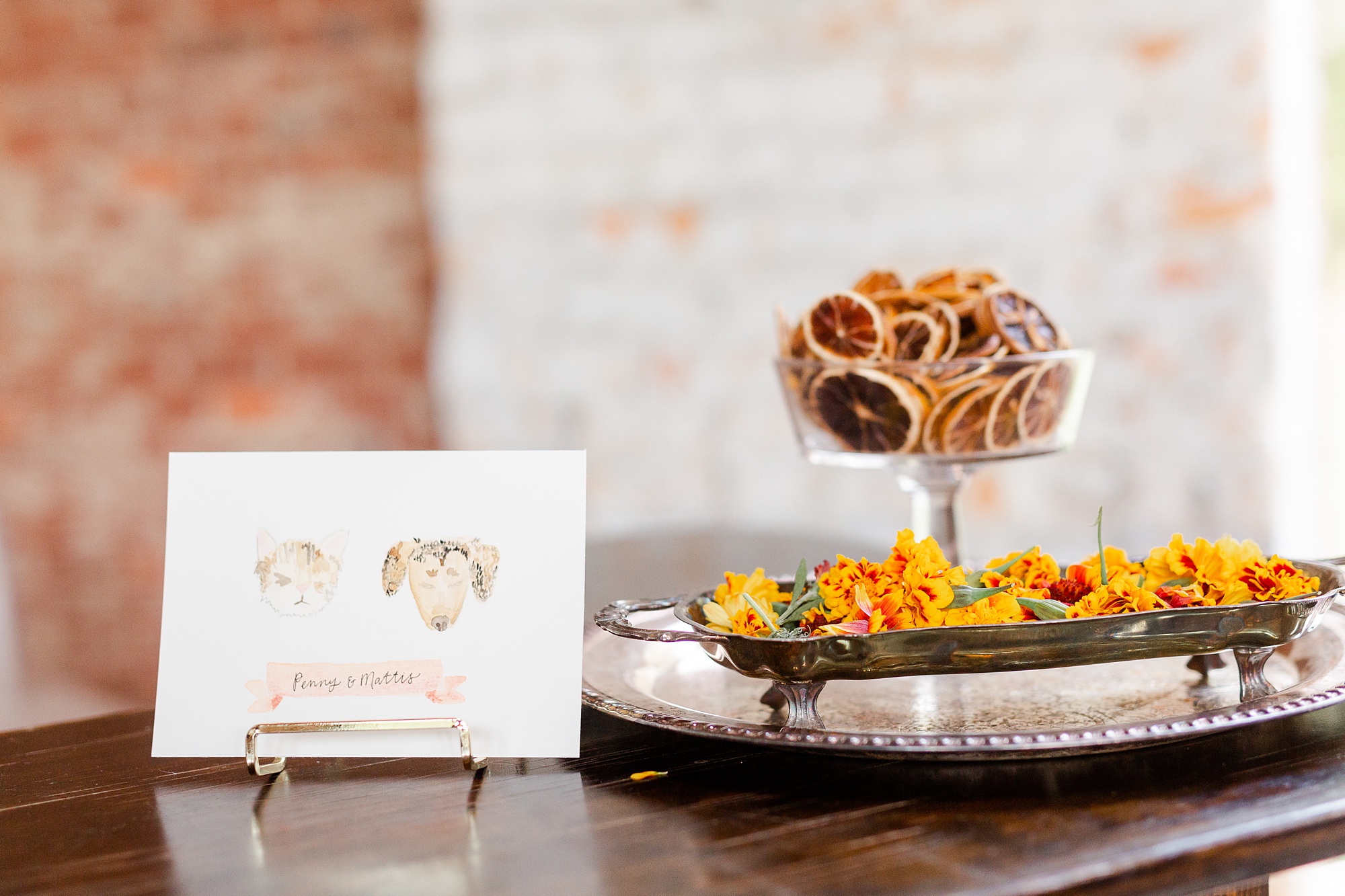 specialty cocktail signs with appetizers for fall wedding