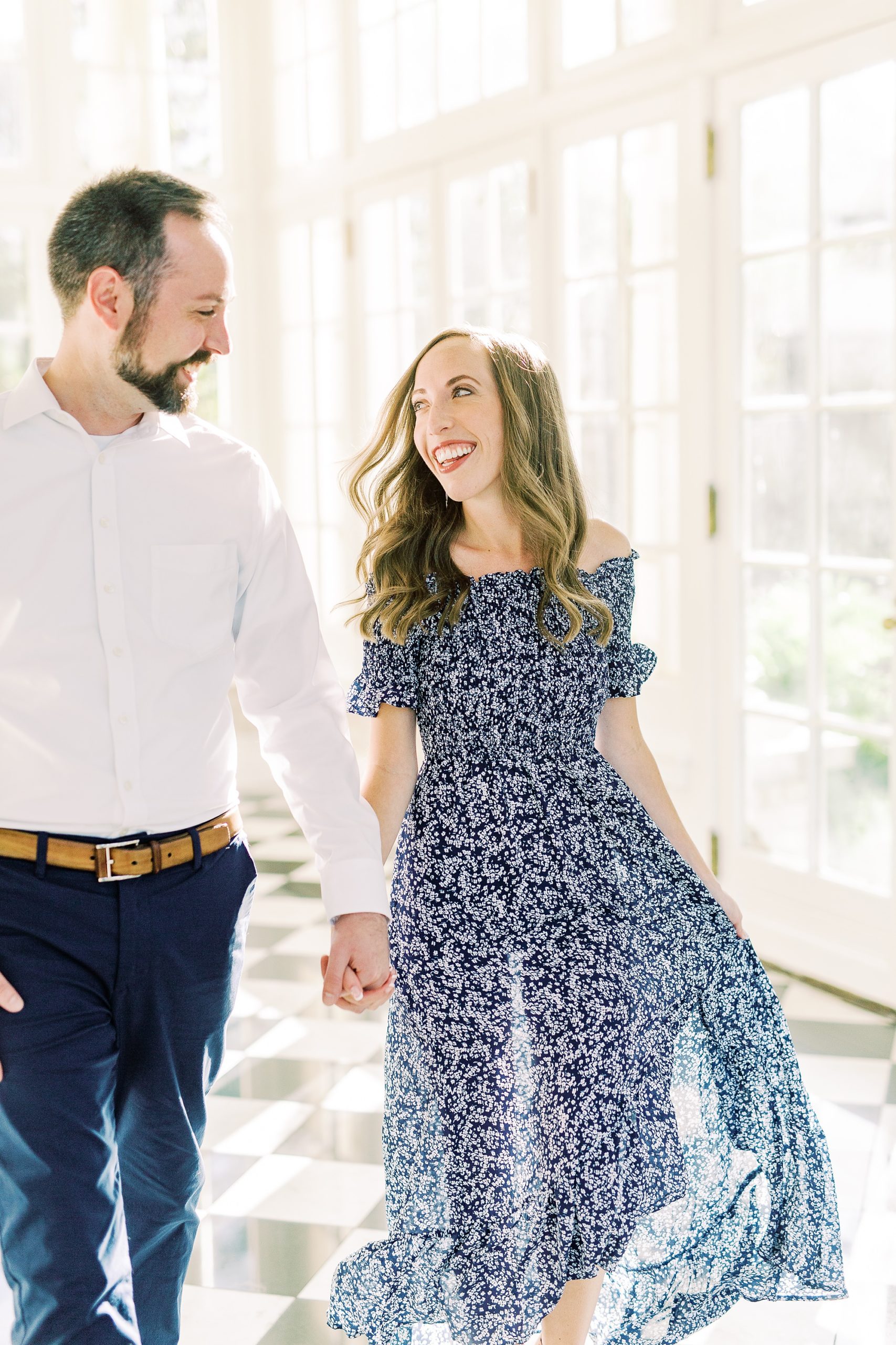 bride laughs during Separk Mansion engagement session