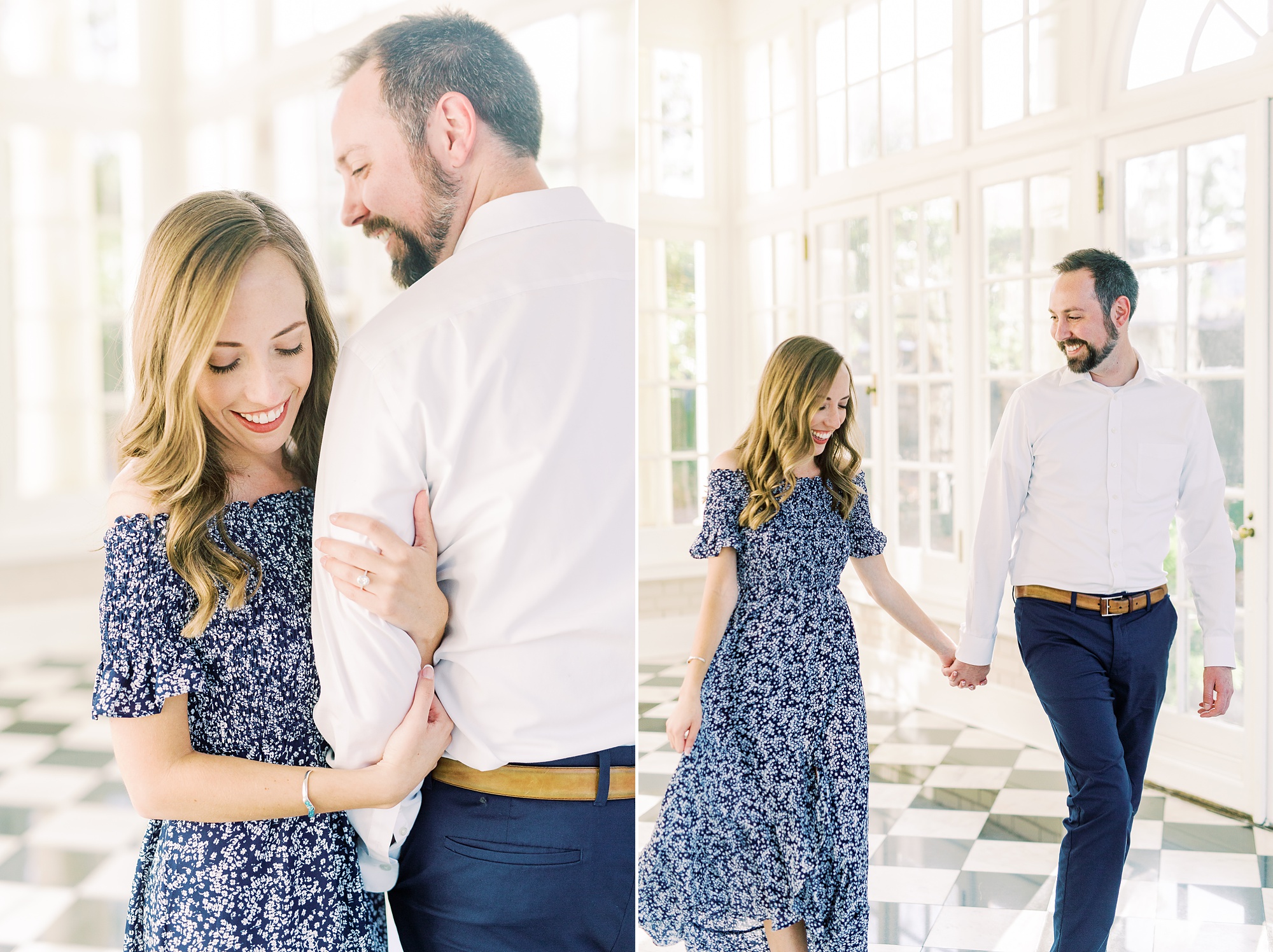 couple walks through Separk Mansion