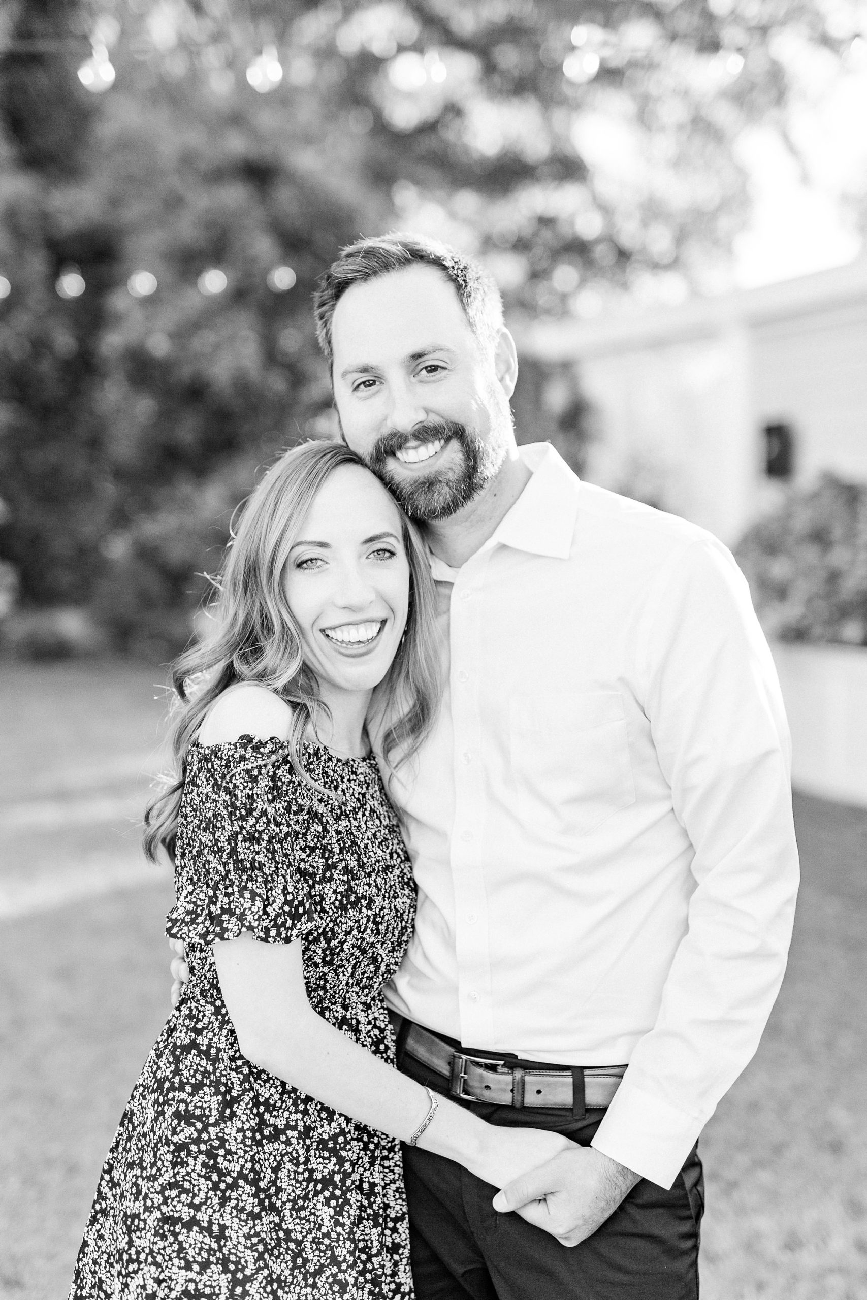 bride and groom stand together on lawn at Separk Mansion