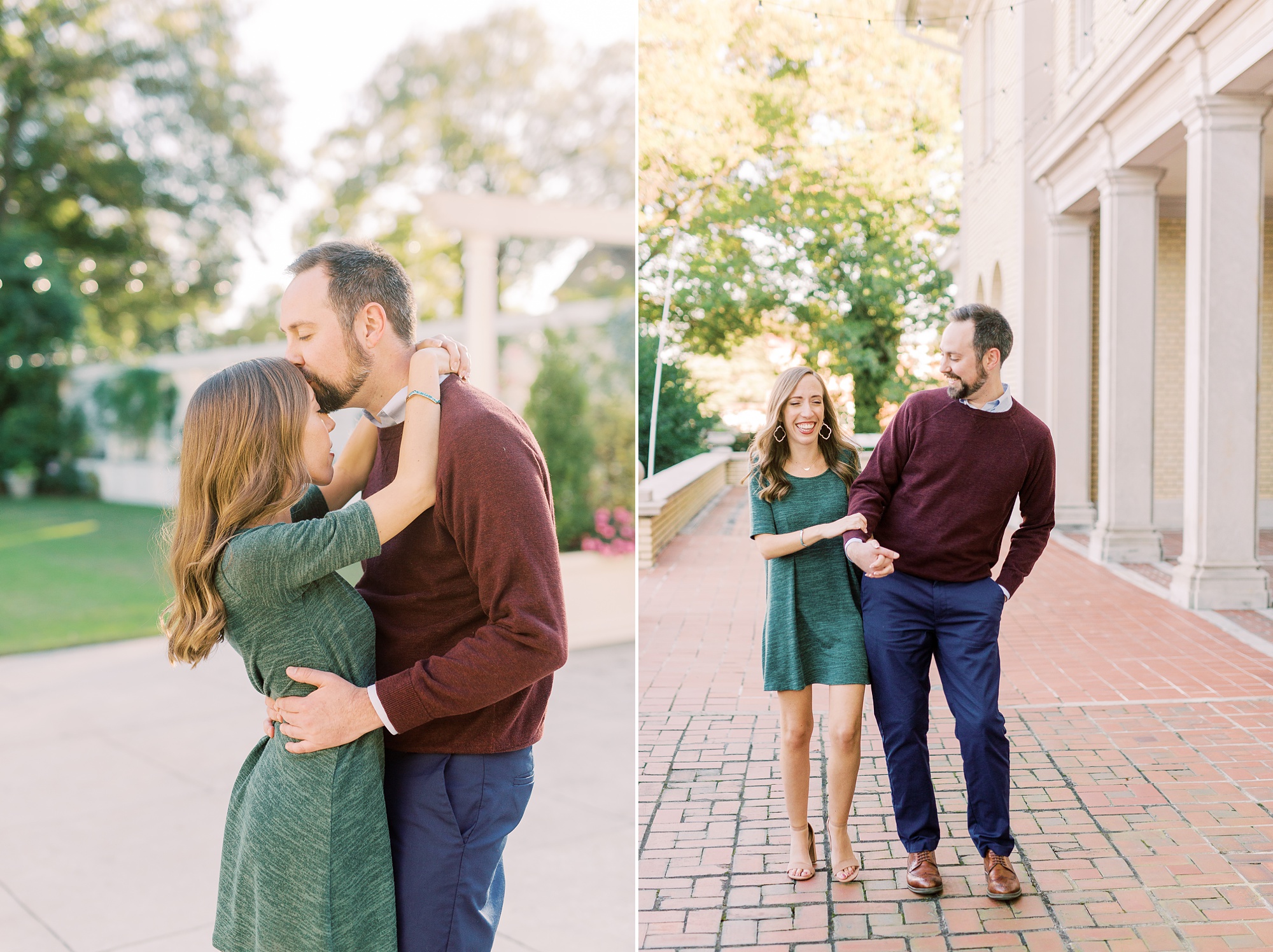 groom makes bride laugh during Gastonia NC engagement session