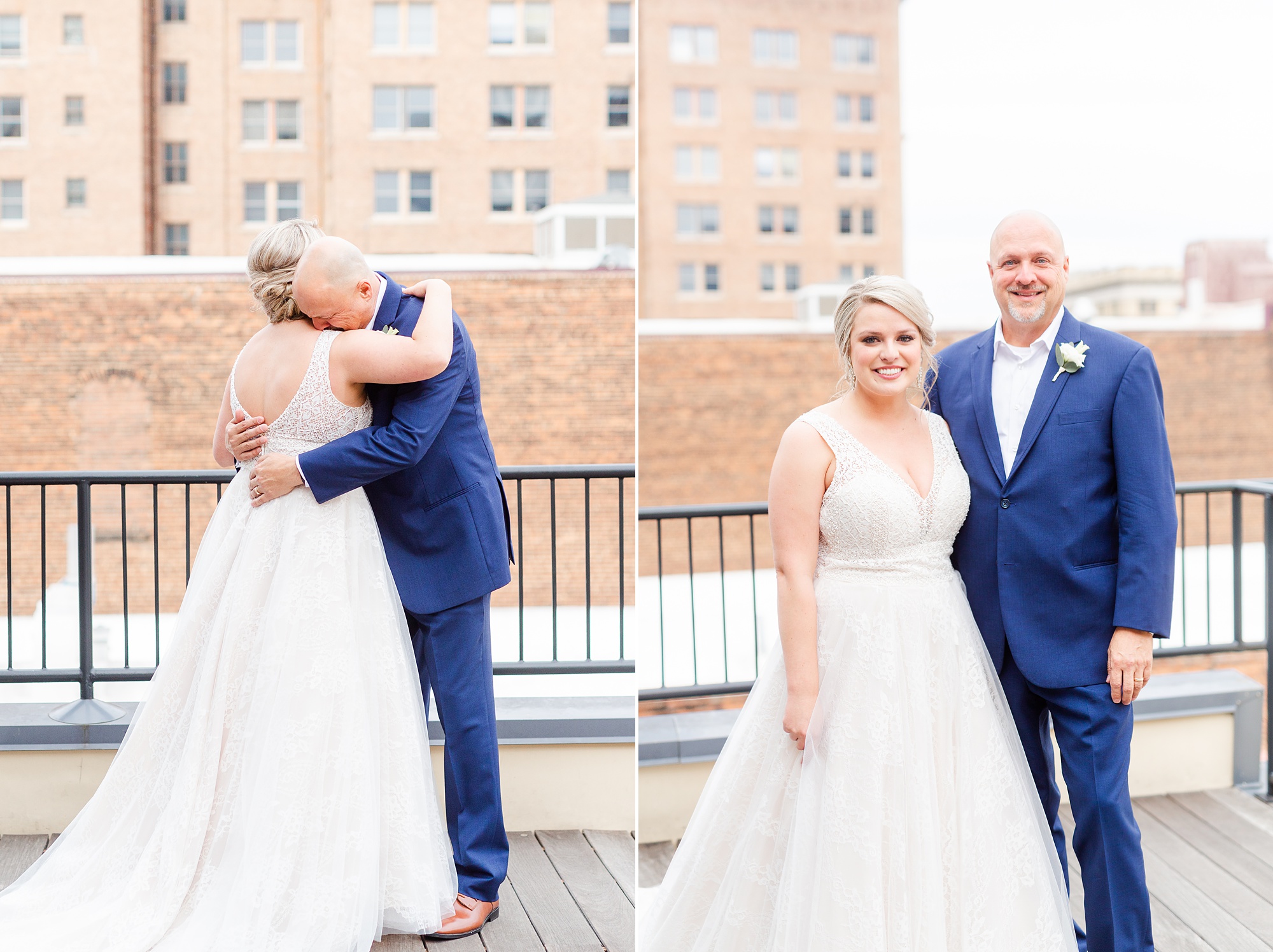 dad hugs daughter during first look at Stockroom at 230