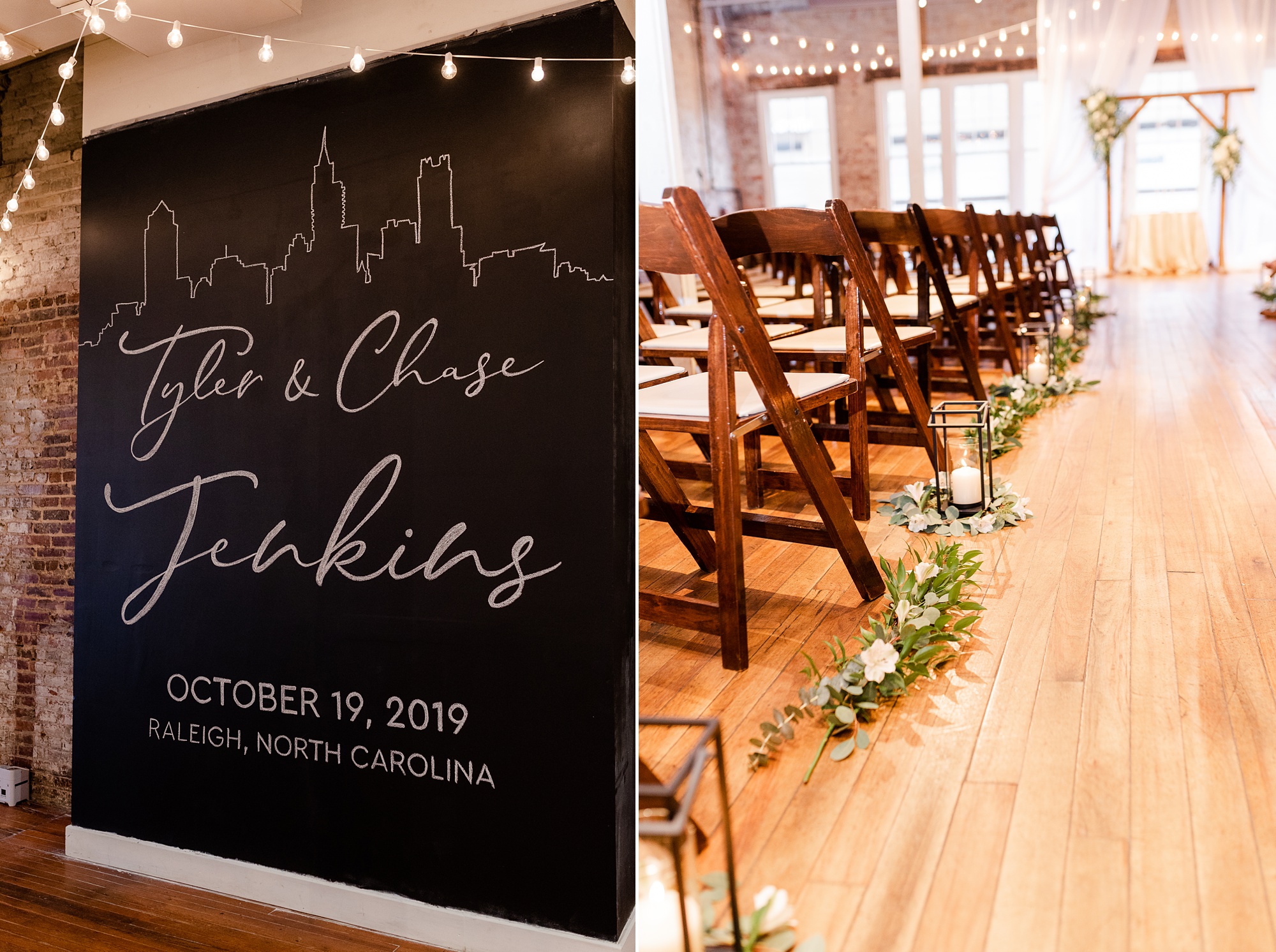 details for Raleigh NC wedding ceremony at Stockroom at 230