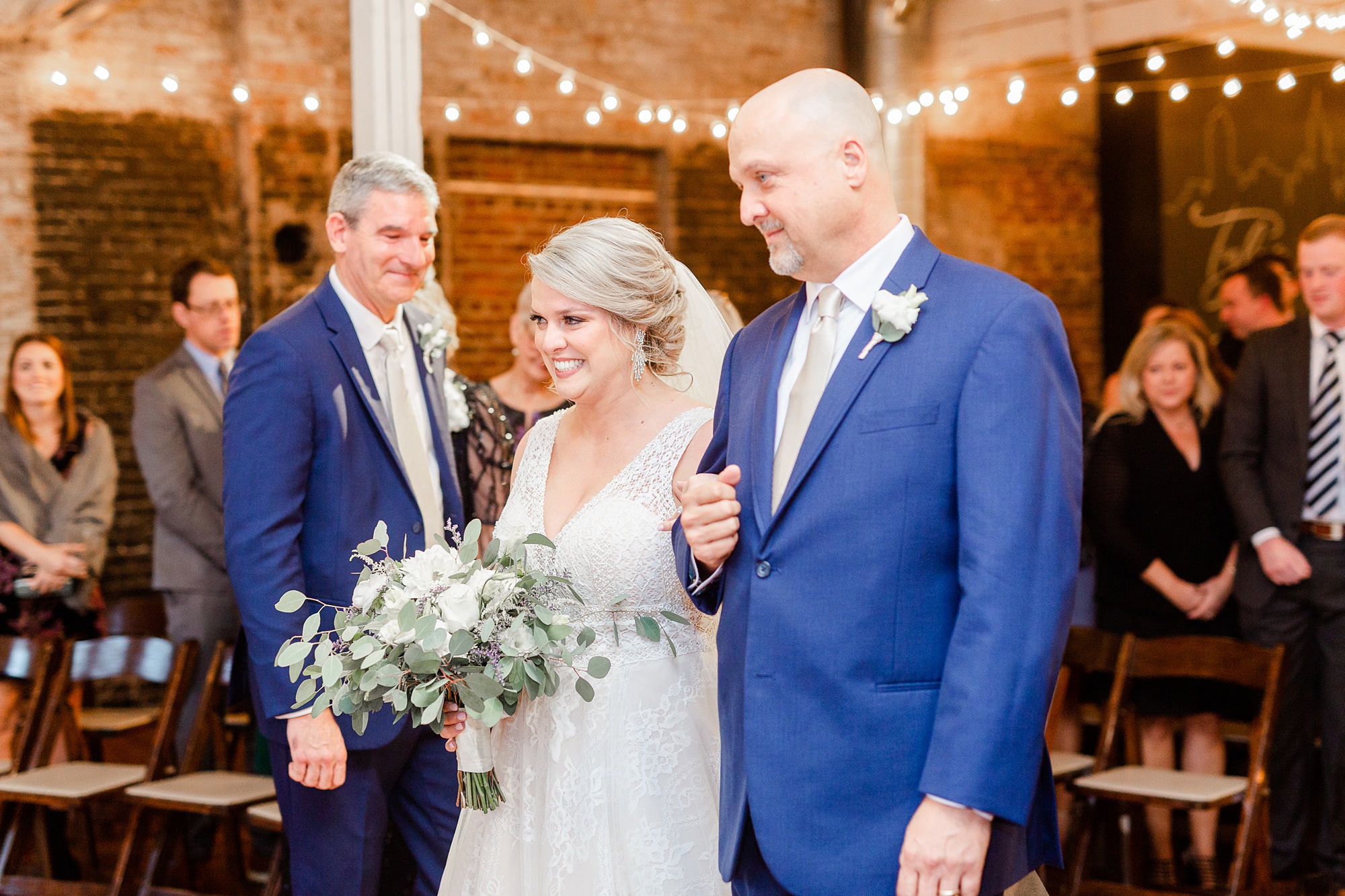 bride walks down aisle in North Carolina