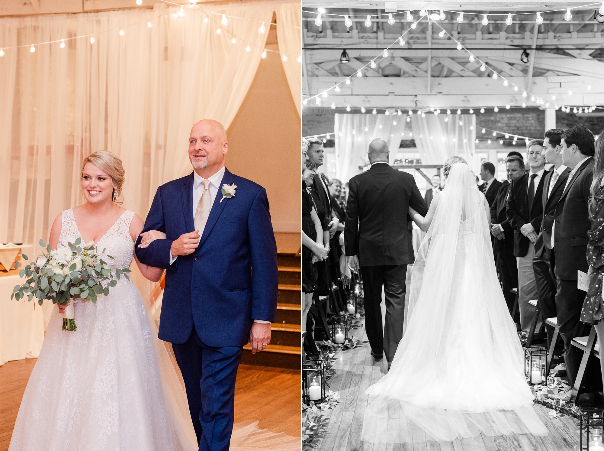 bride walks down aisle with dad