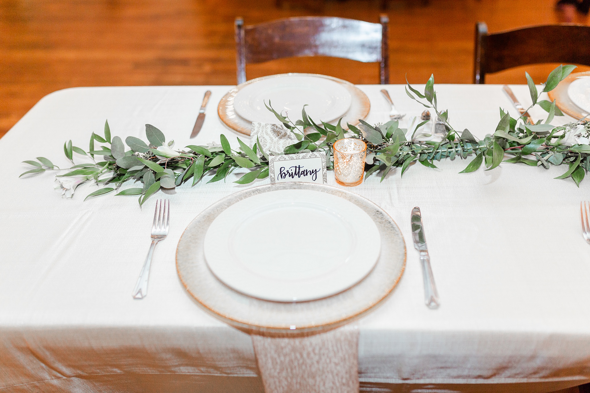 elegant wedding reception details at the Stockroom at 230