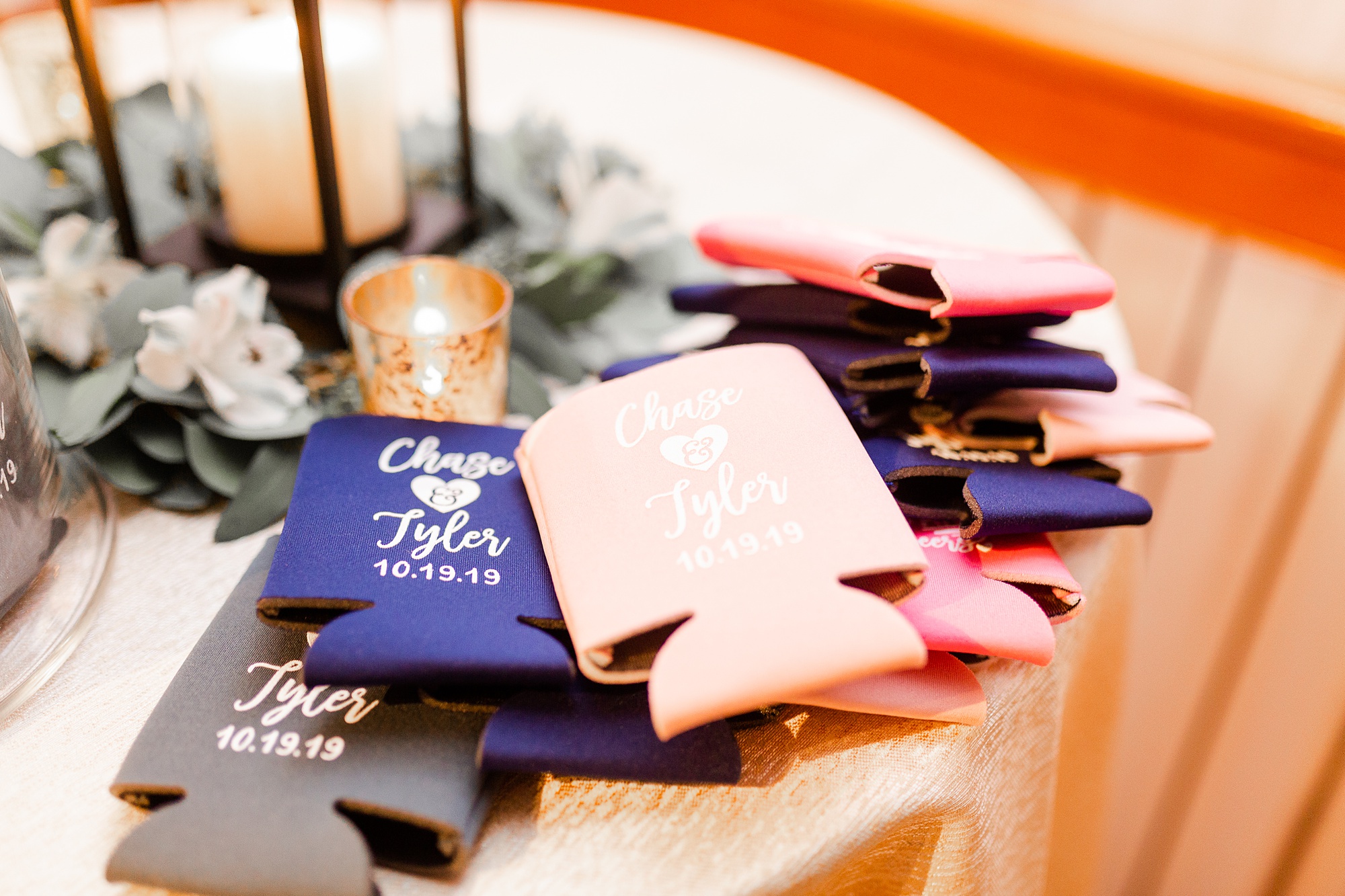 custom koozies for Raleigh NC wedding reception