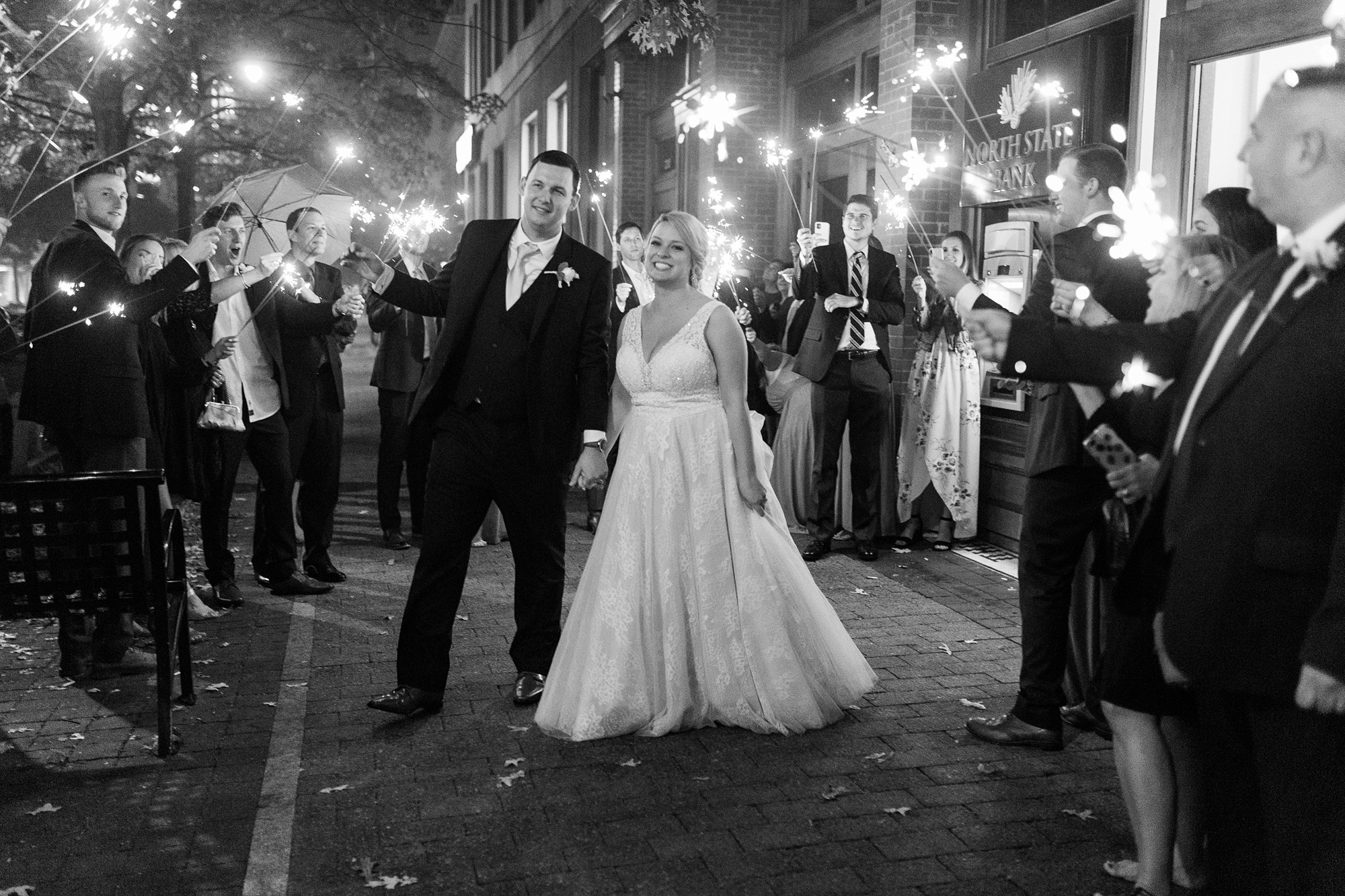 sparkler exit at Stockroom at 230 wedding