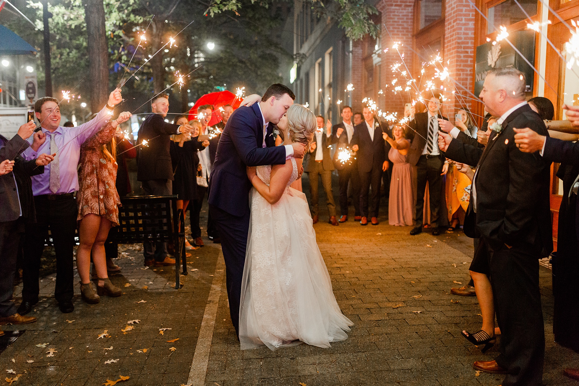 sparkler exit at Stockroom at 230 wedding