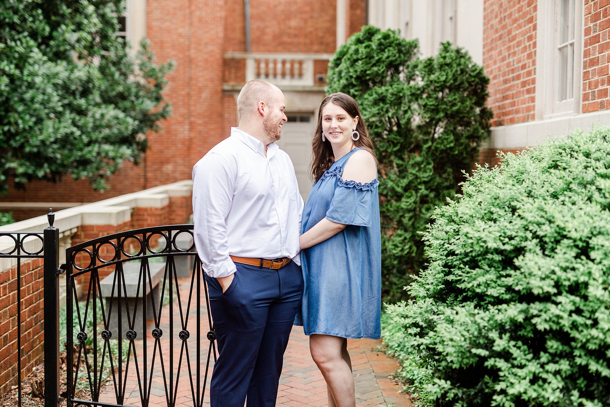 spring Downtown Davidson NC engagement session