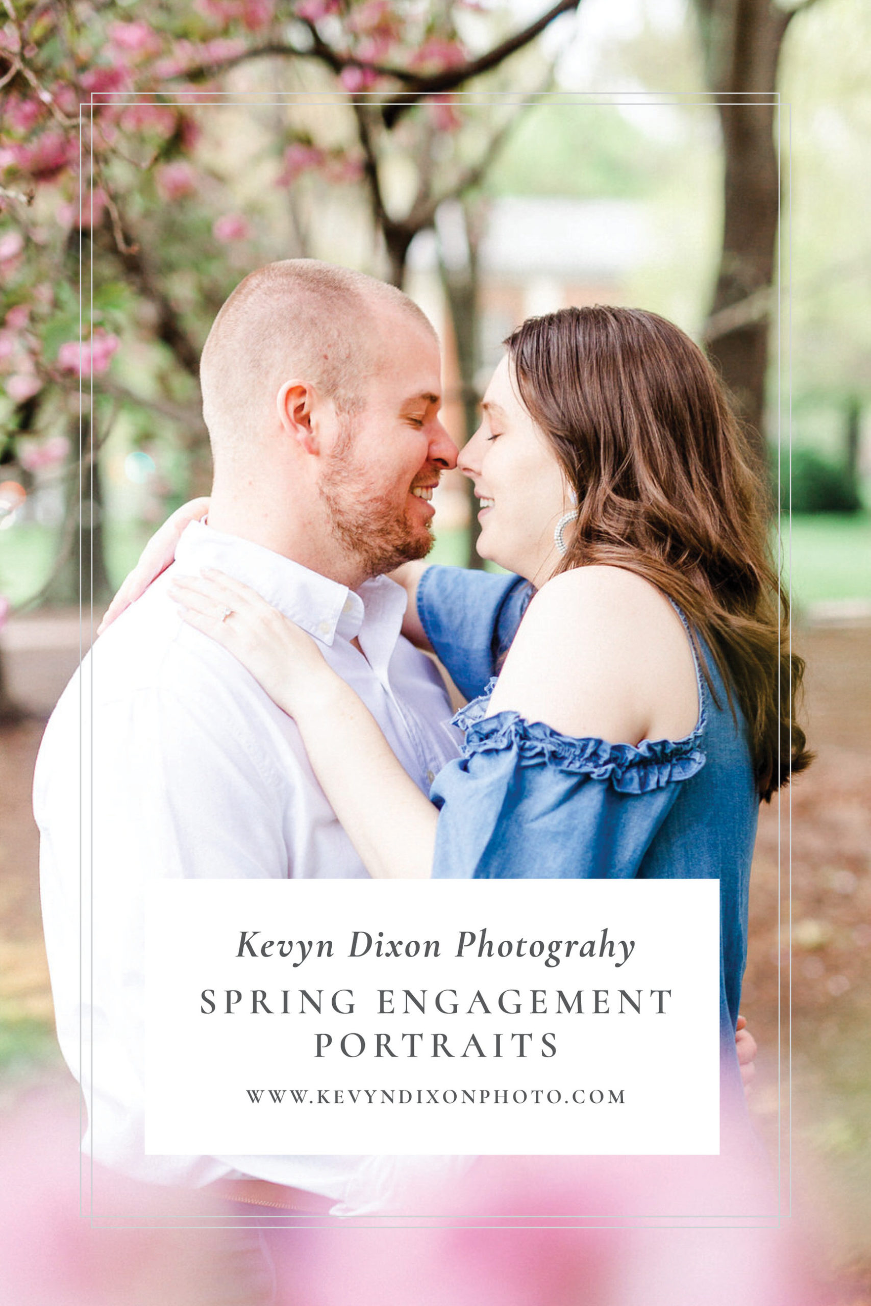 Springtime Downtown Davidson NC engagement portraits 