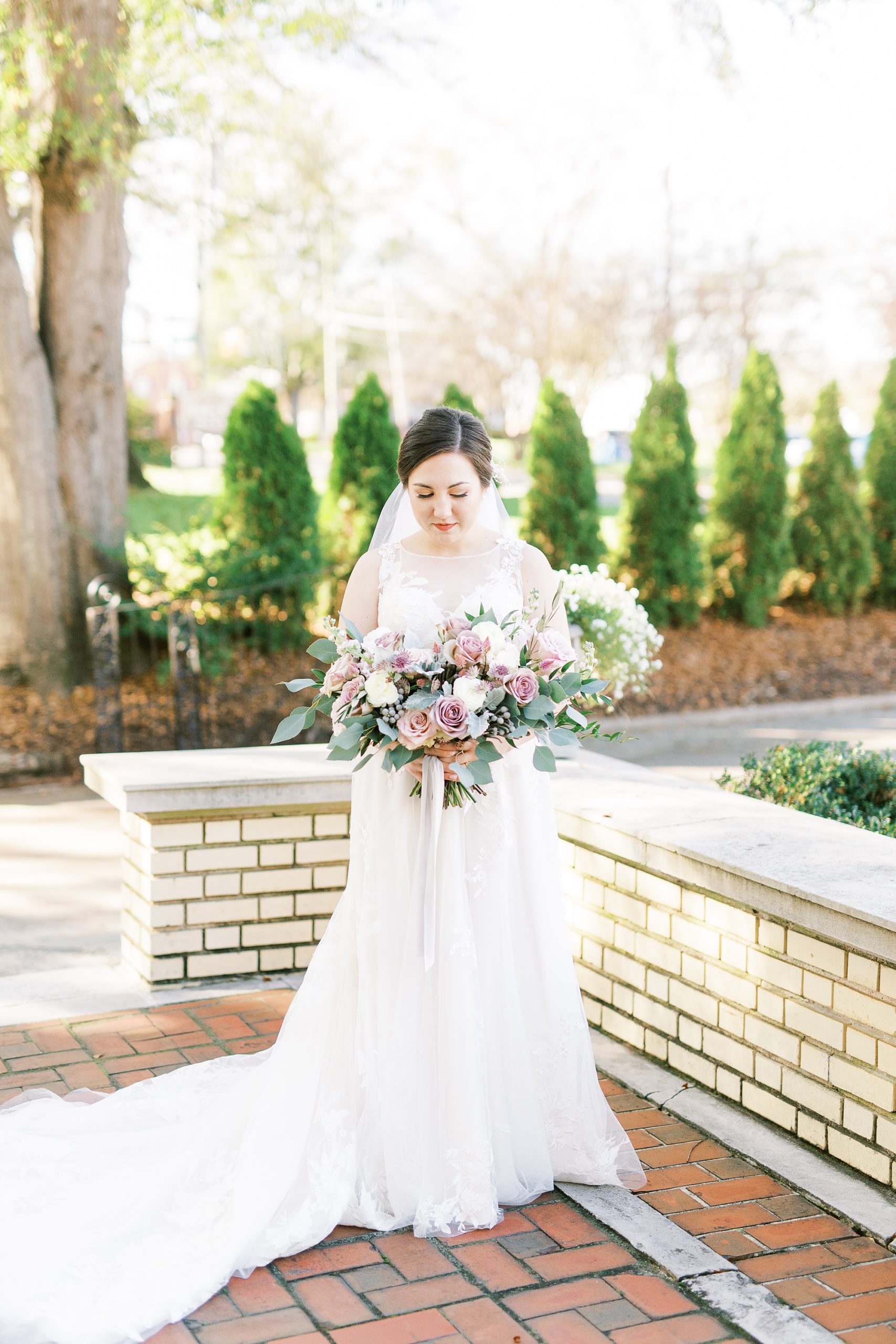 classic bridal portrait on patio of Separk Mansion
