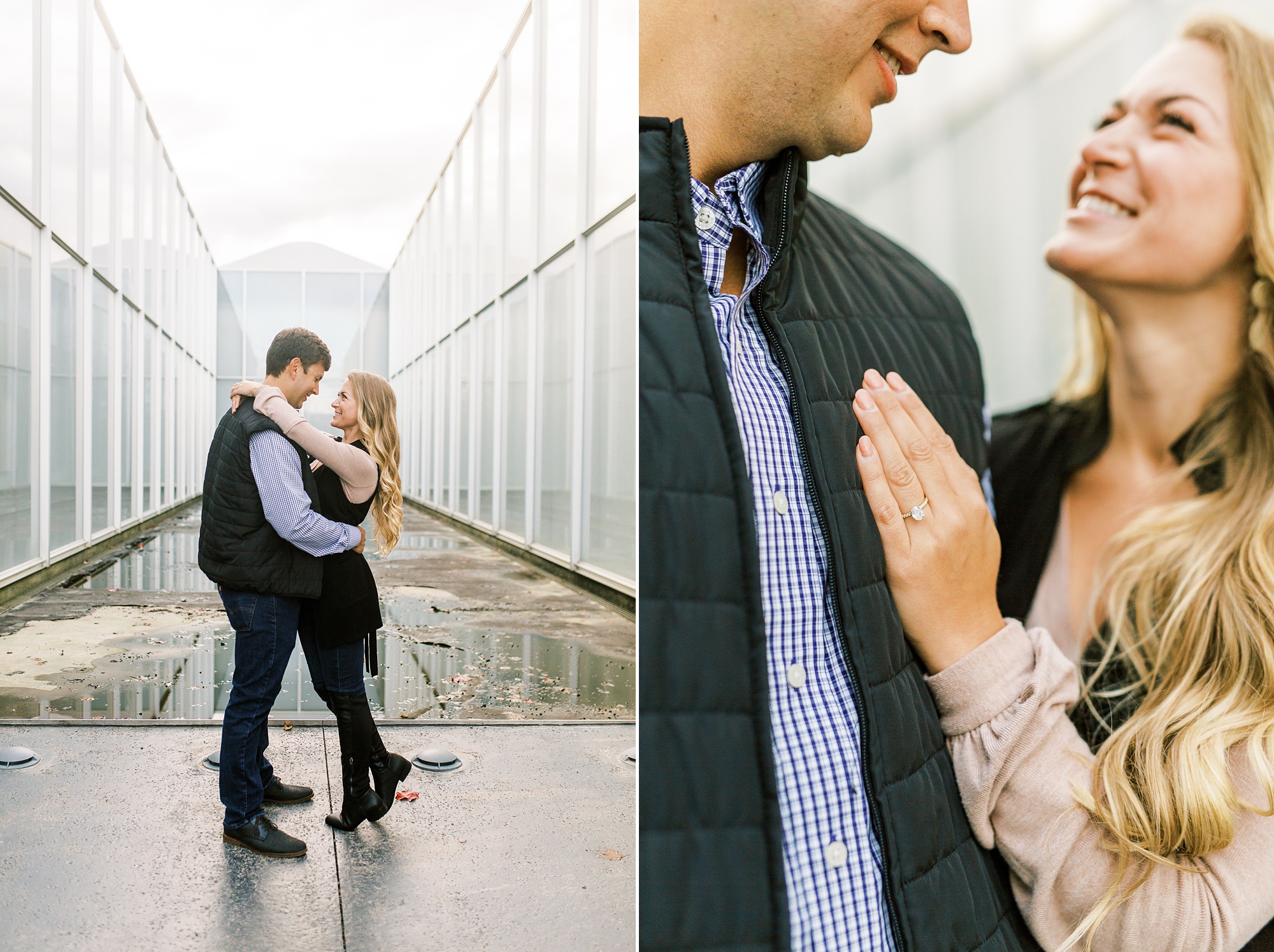 modern NC Museum of Art engagement portraits of young couple