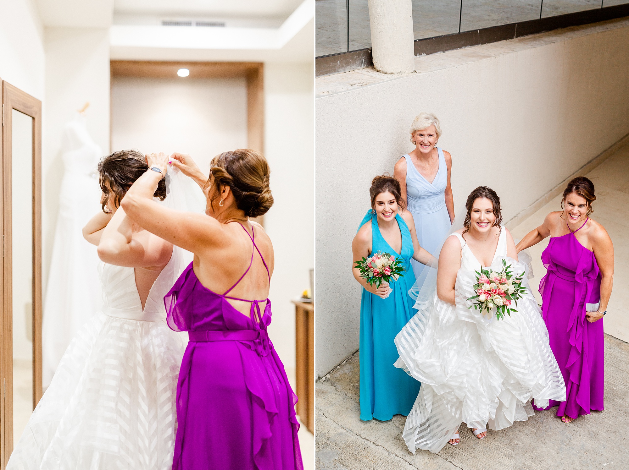 bride walks to ceremony with family before St Lucia resort wedding