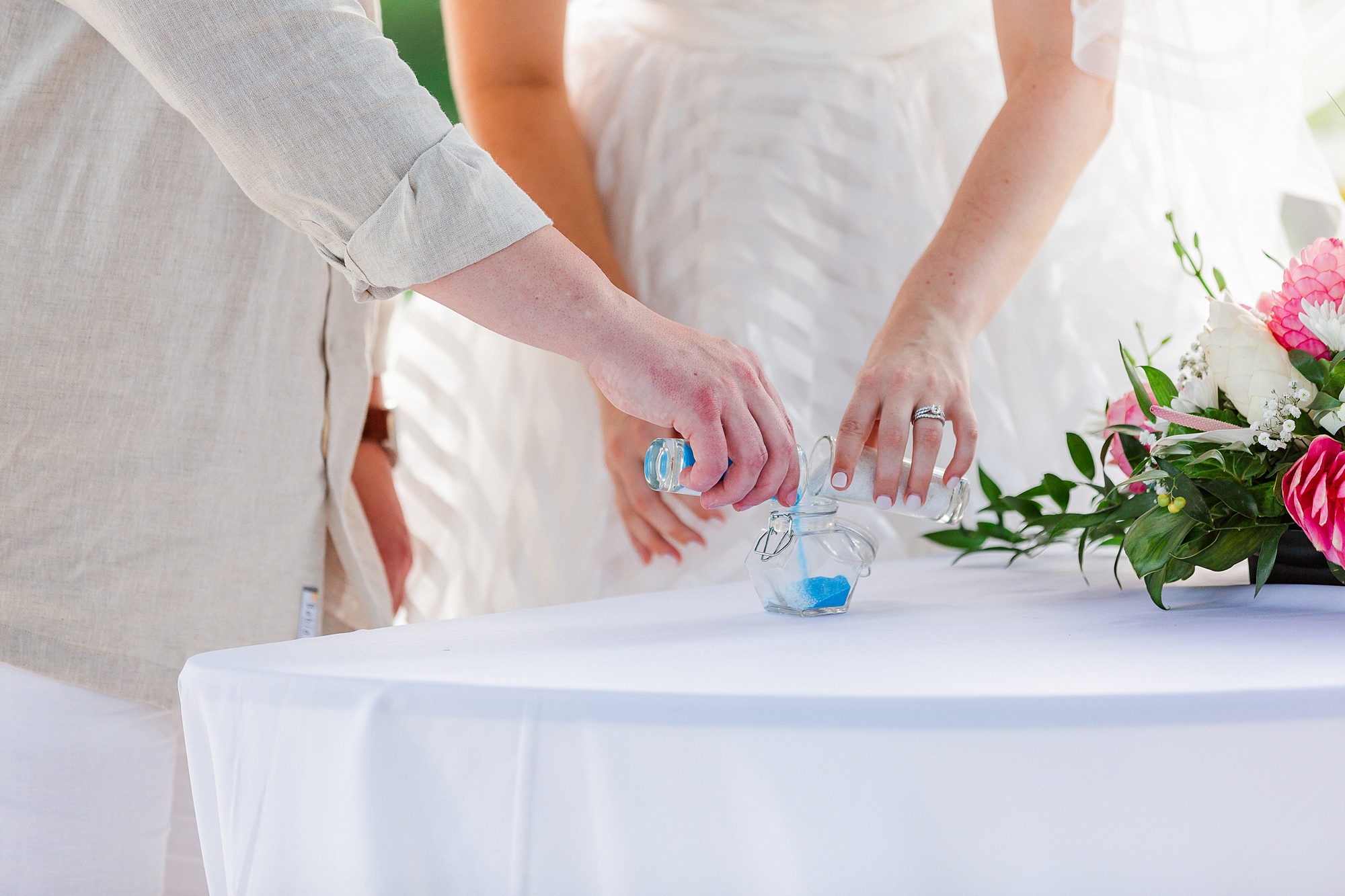sand ceremony during St Lucia resort wedding ceremony