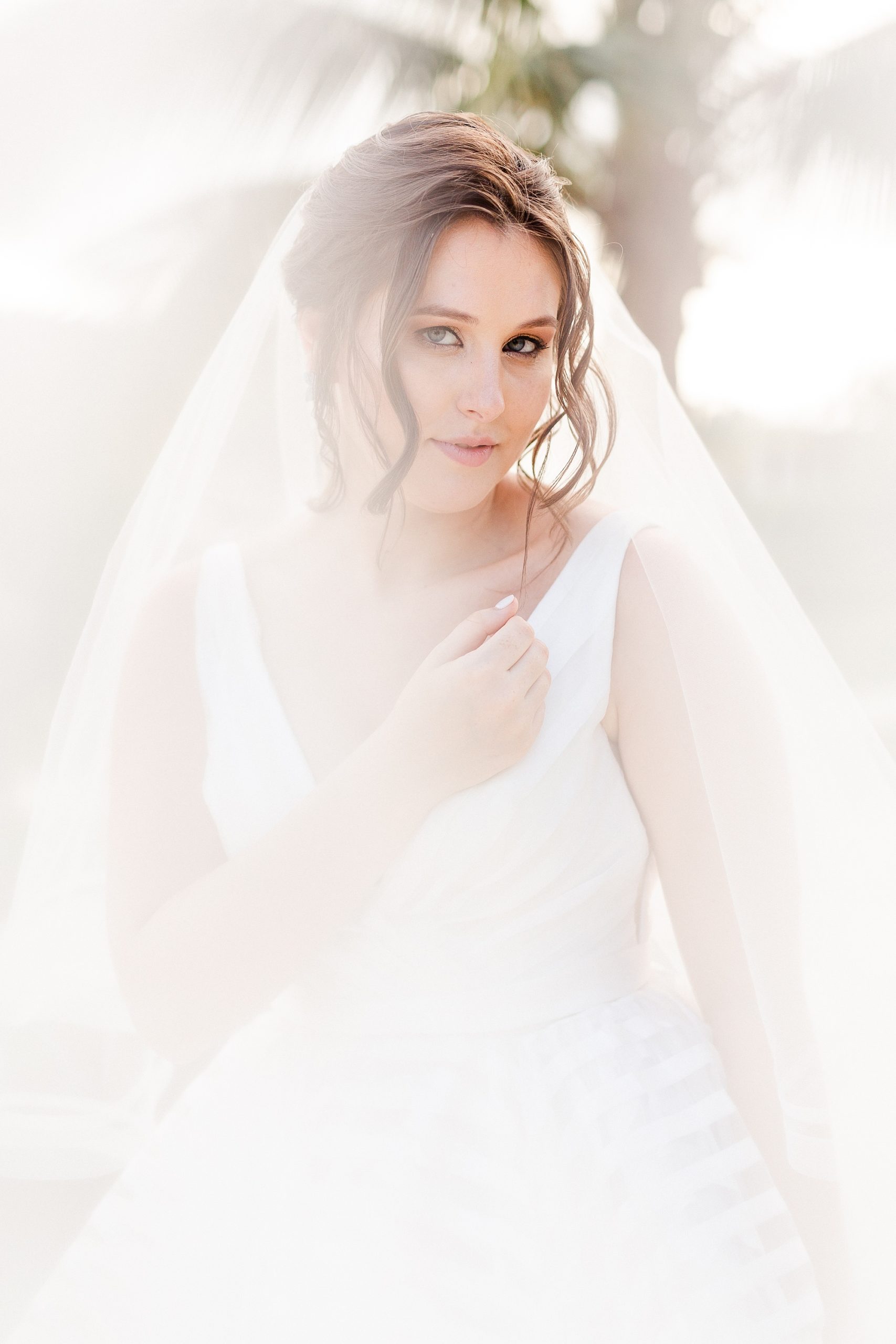 bridal portrait with veil creating haze