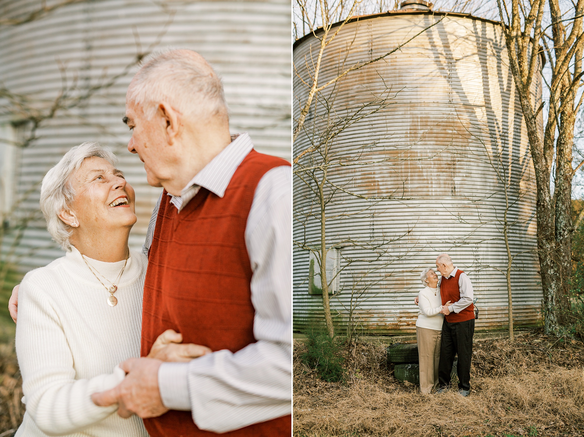 winter 50th anniversary photos by silo on family farm