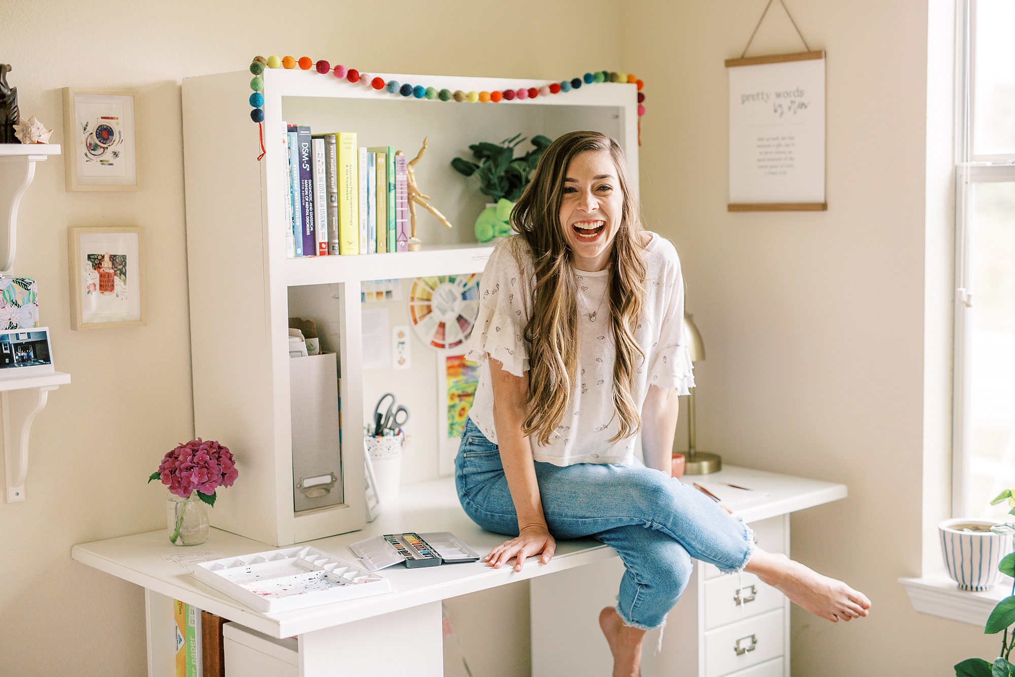 branding session in North Carolina home office