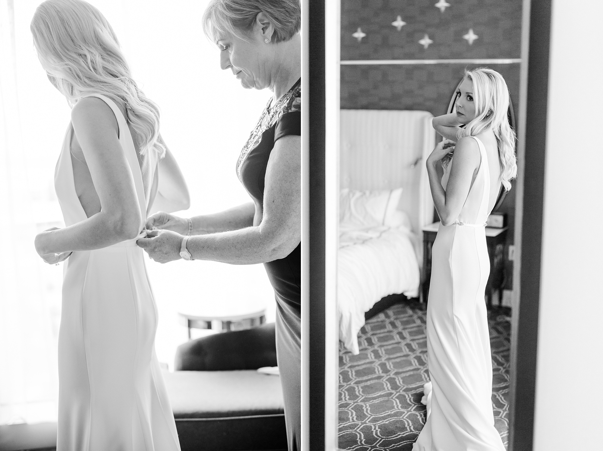 mother of the bride prepares bride for Byron's South End wedding