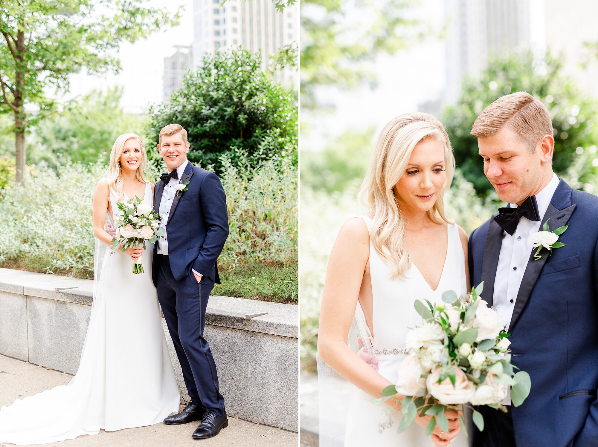 Romare Bearden Park wedding portraits of stylish young couple