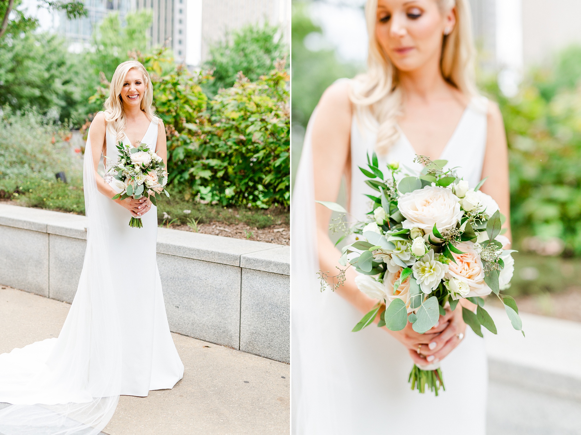 stylish bridal portraits at Romare Bearden Park