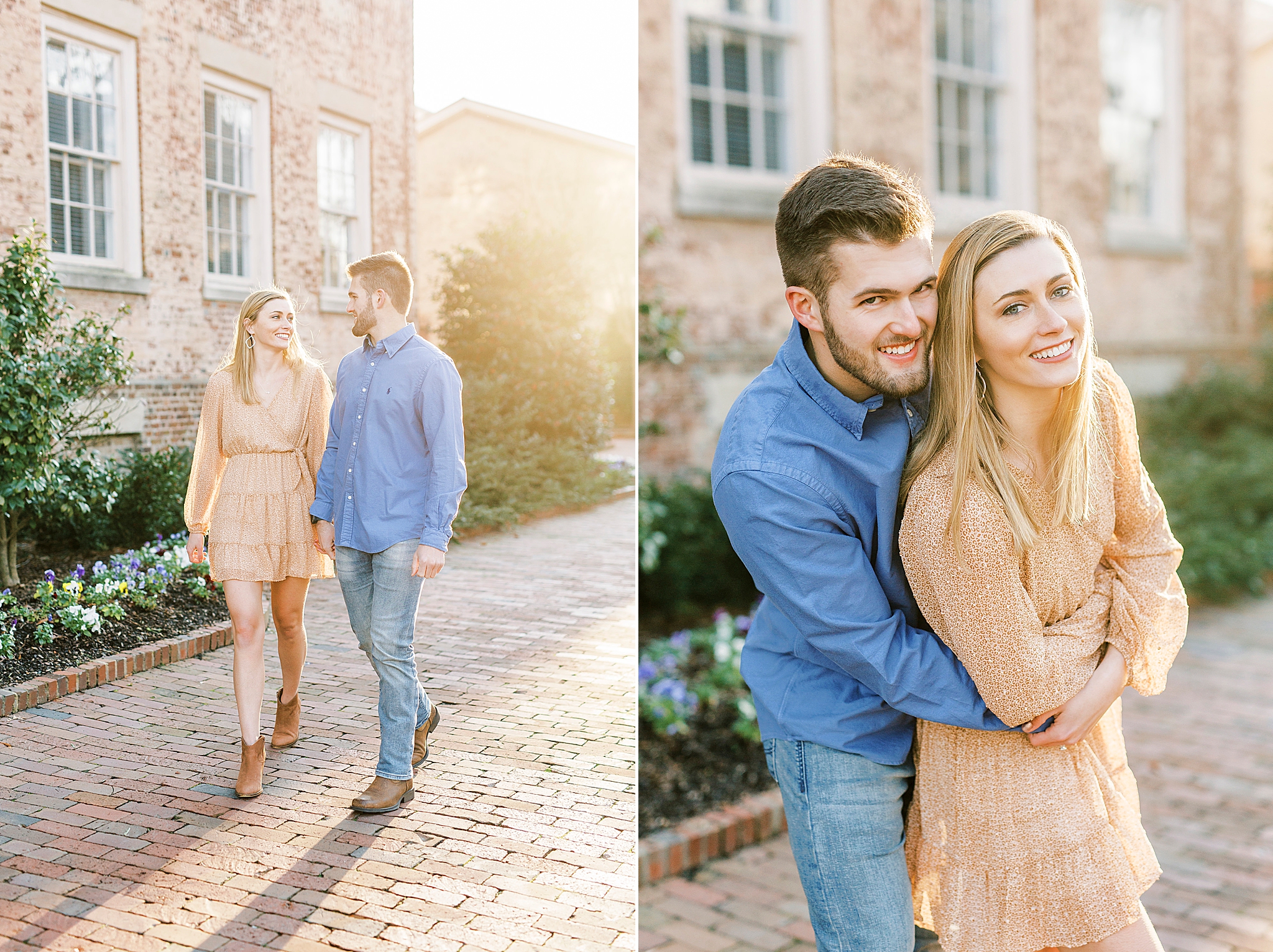 engaged couple laughs during Chapel Hill engagement session