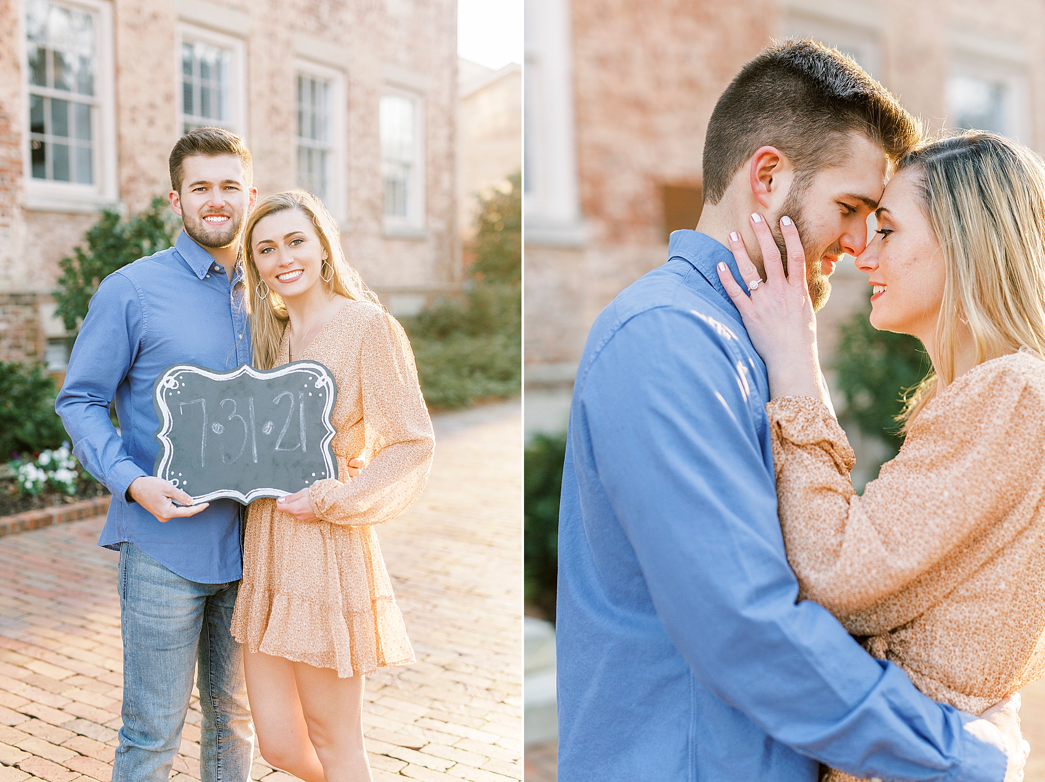 save the date portraits outside UNC Chapel Hill