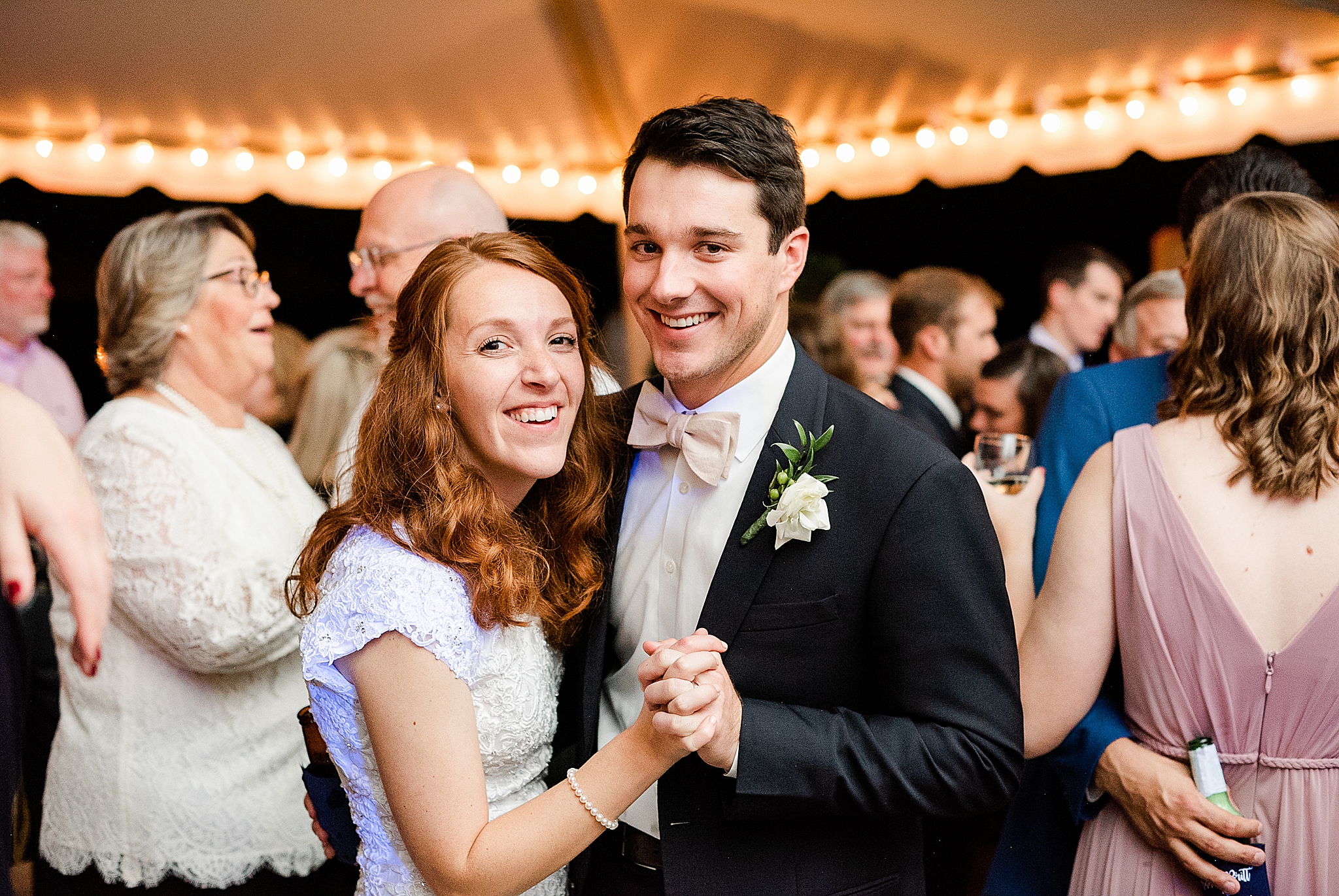 newlyweds dance during Lake O' The Woods Plantation wedding reception